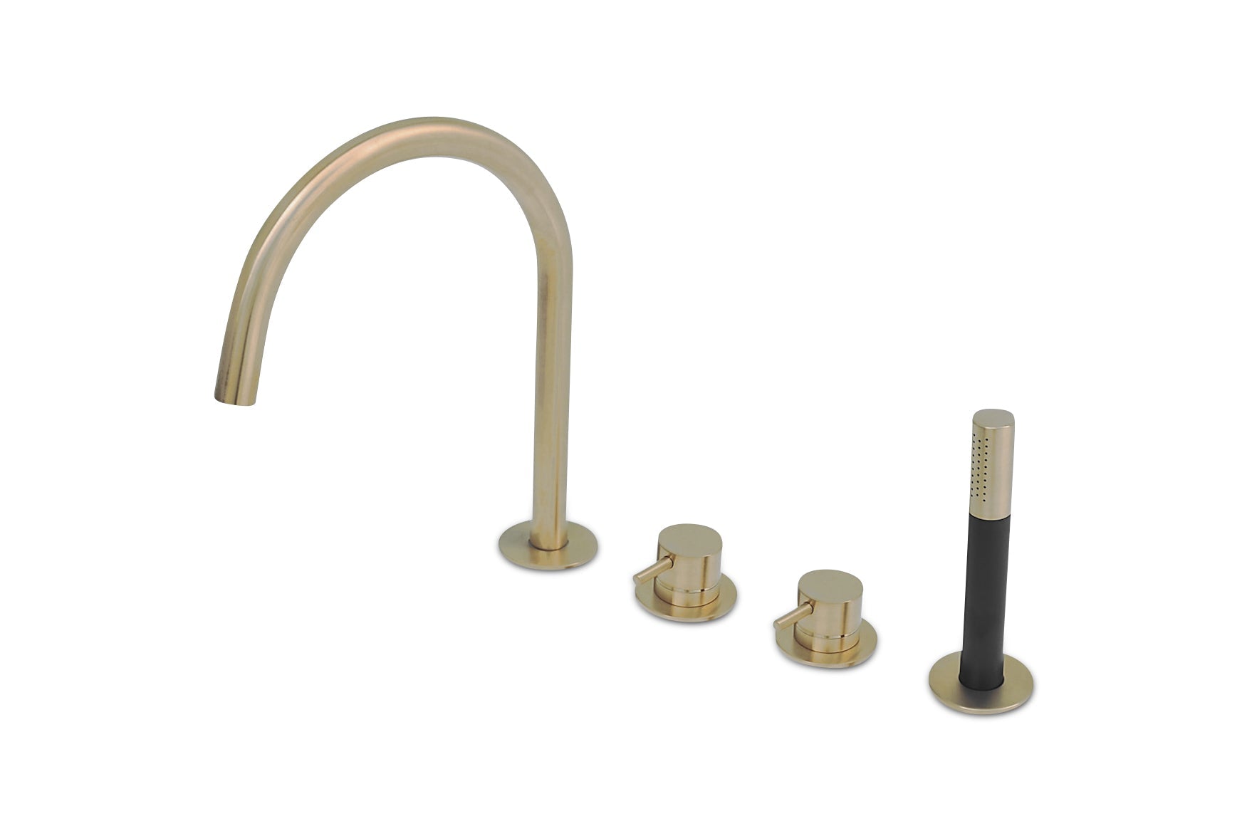 Lagoo - Garda - Badrandcombinatie met mengkraan, uitloop, 2 mengkranen en handdouche (staaf) - Geborsteld Champagne PVD - G3210PG