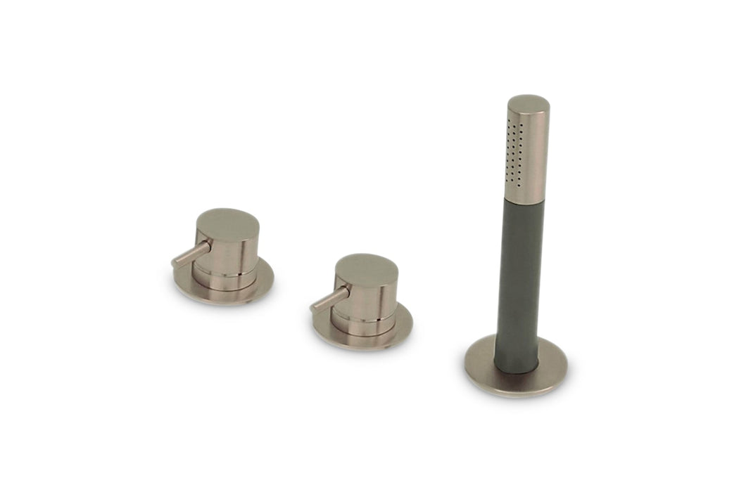 Lagoo - Garda - Badrandcombinatie met mengkraan, 2 mengkranen en handdouche (staaf) - Geborsteld Nikkel - G3212BN