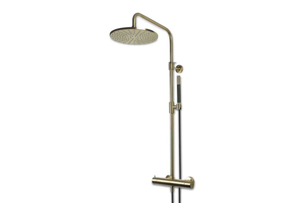 Lagoo - Garda - Thermostatische douche set met hoofddouche (250 mm)  en handdouche (staaf) - Geborsteld Champagne PVD - G5201PG