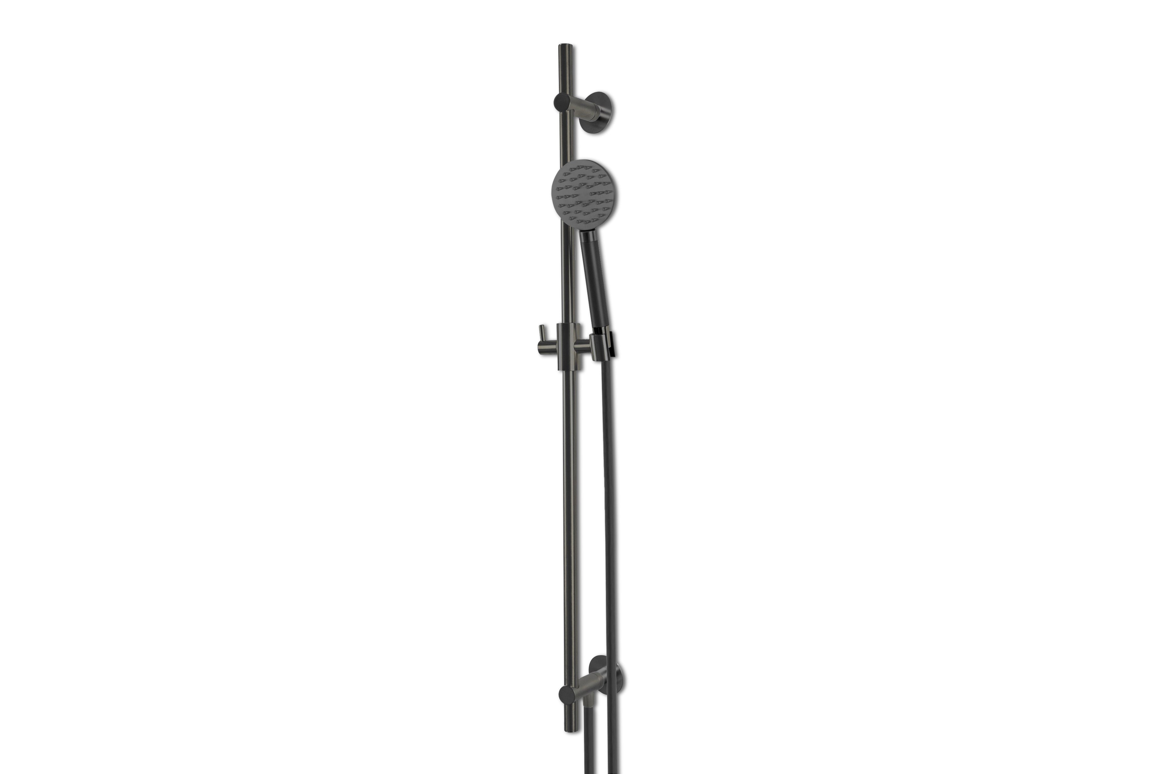 Lagoo - Garda - Glijstang (messing) met geïntegreerde wateruitlaat en handdouche (rond)  - Geborsteld Gun Metal PVD - G5222GM