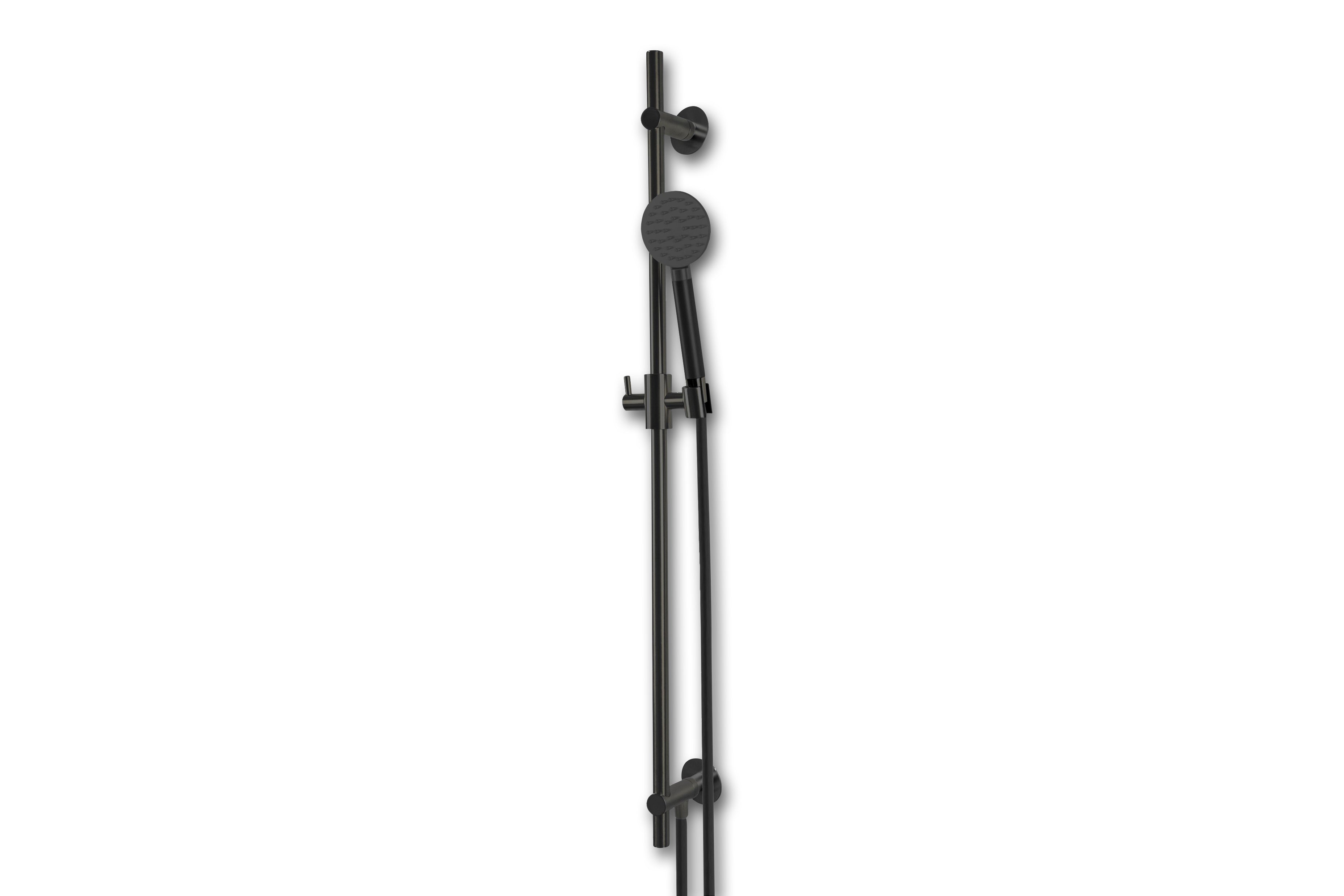 Lagoo - Garda - Glijstang (messing) met geïntegreerde wateruitlaat en handdouche (rond)  - Mat Zwart - G5222MB