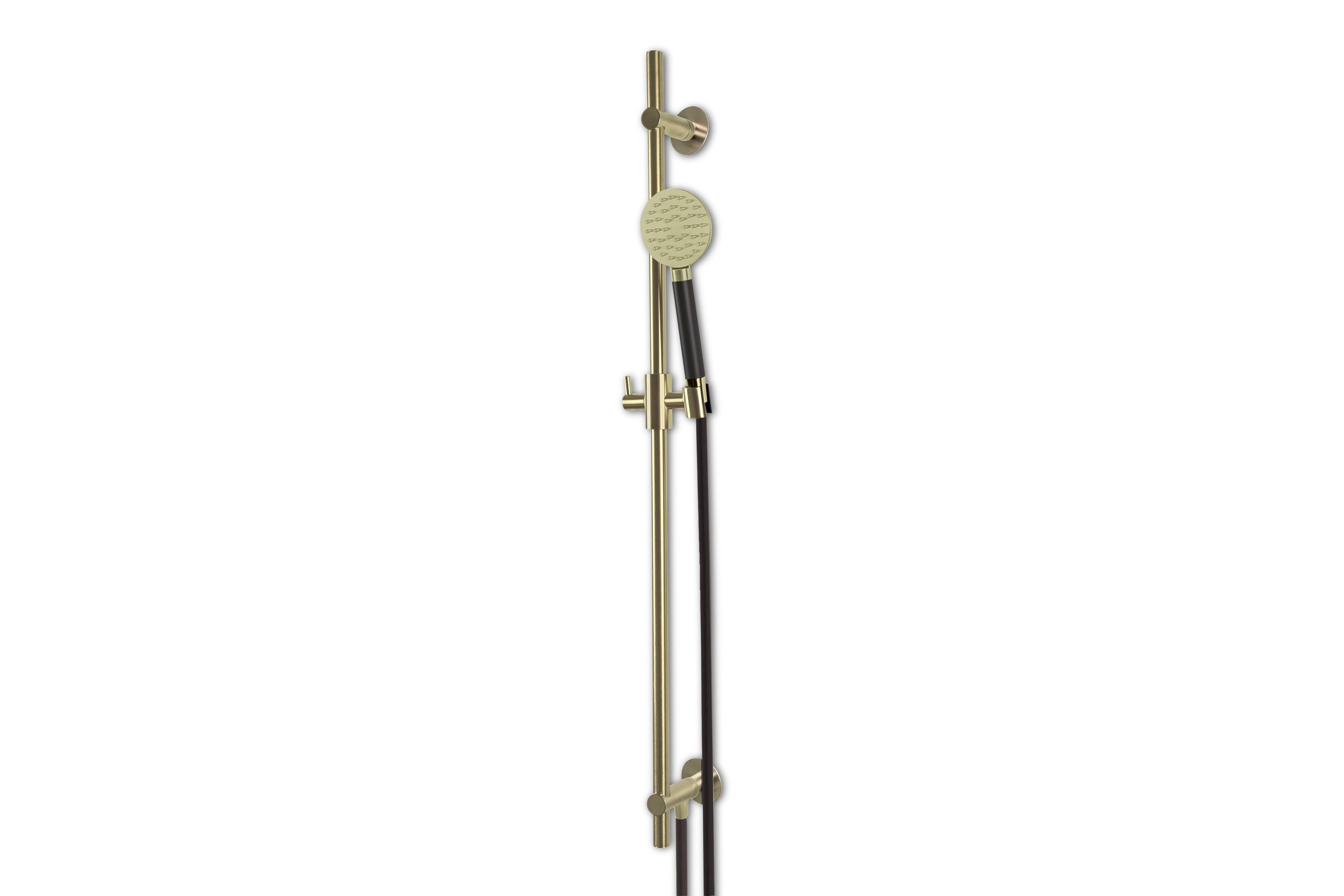 Lagoo - Garda - Glijstang (messing) met geïntegreerde wateruitlaat en handdouche (rond)  - Geborsteld Champagne PVD - G5222PG