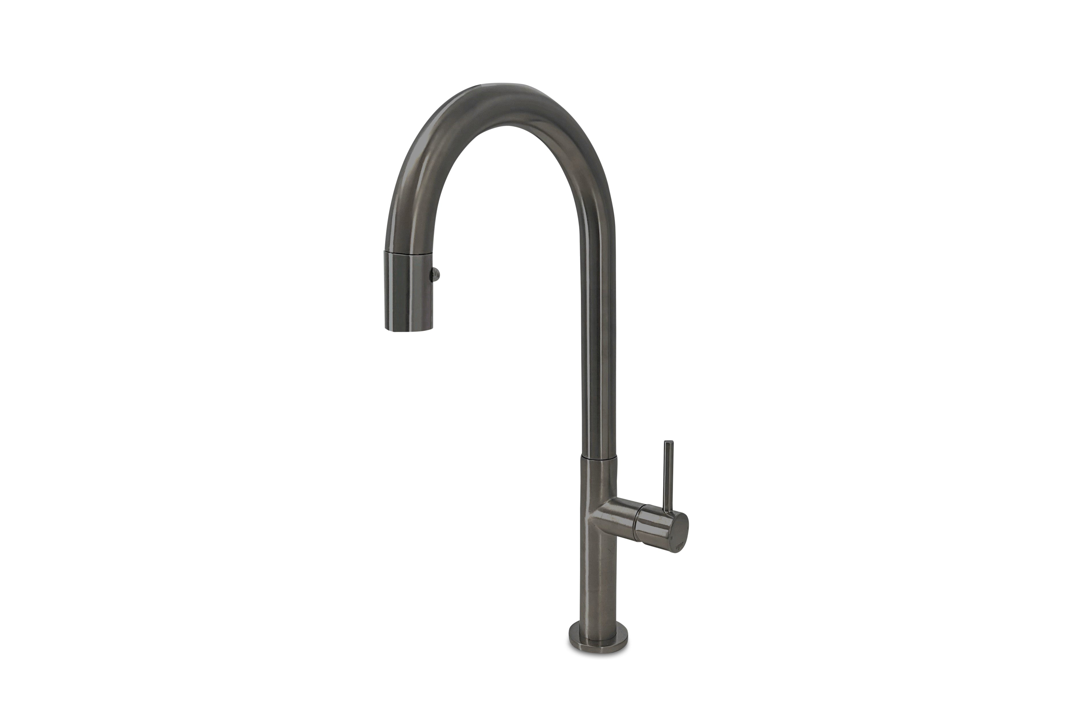 Lagoo - Garda - Keukenmengkraan met draaibare uitloop (rond) en uitneembare handdouche - Geborsteld Gun Metal PVD - G7004GM