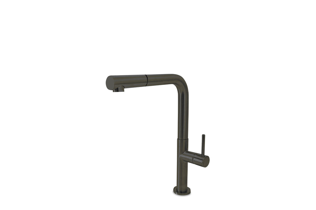 Lagoo - Garda - Keukenmengkraan met draaibare uitloop (recht) en uitneembare handdouche - Mat Zwart - G7006MB