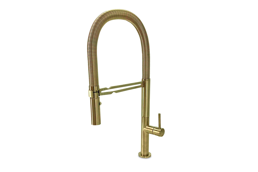 Lagoo - Garda - Keukenmengkraan met flexibele uitneembare handdouche - Geborsteld Messing PVD - G7008BB