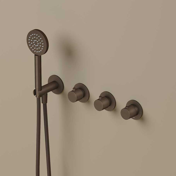 Hotbath Guy Row GY7071REXT afbouwdeel voor inbouwthermostaat met 2 stopkranen - Geborsteld Nikkel