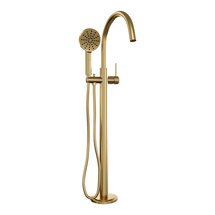 Brauer Gold Carving vrijstaande badmengkraan met 3-standen handdouche Geborsteld Goud PVD -  5-GG-084-2