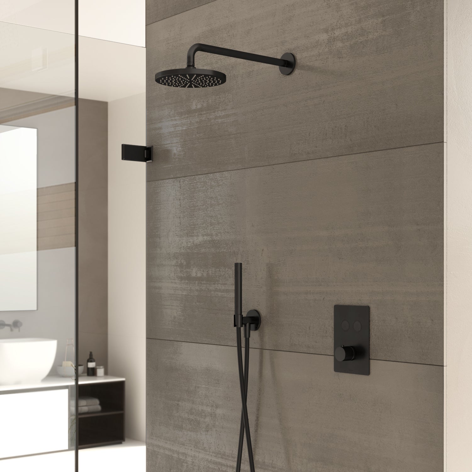 Hotbath Cobber IBS23 inbouw doucheset - ronde 3 standen handdouche - 30cm hoofddouche - plafondbuis 15cm - wandsteun - Geborsteld Nikkel