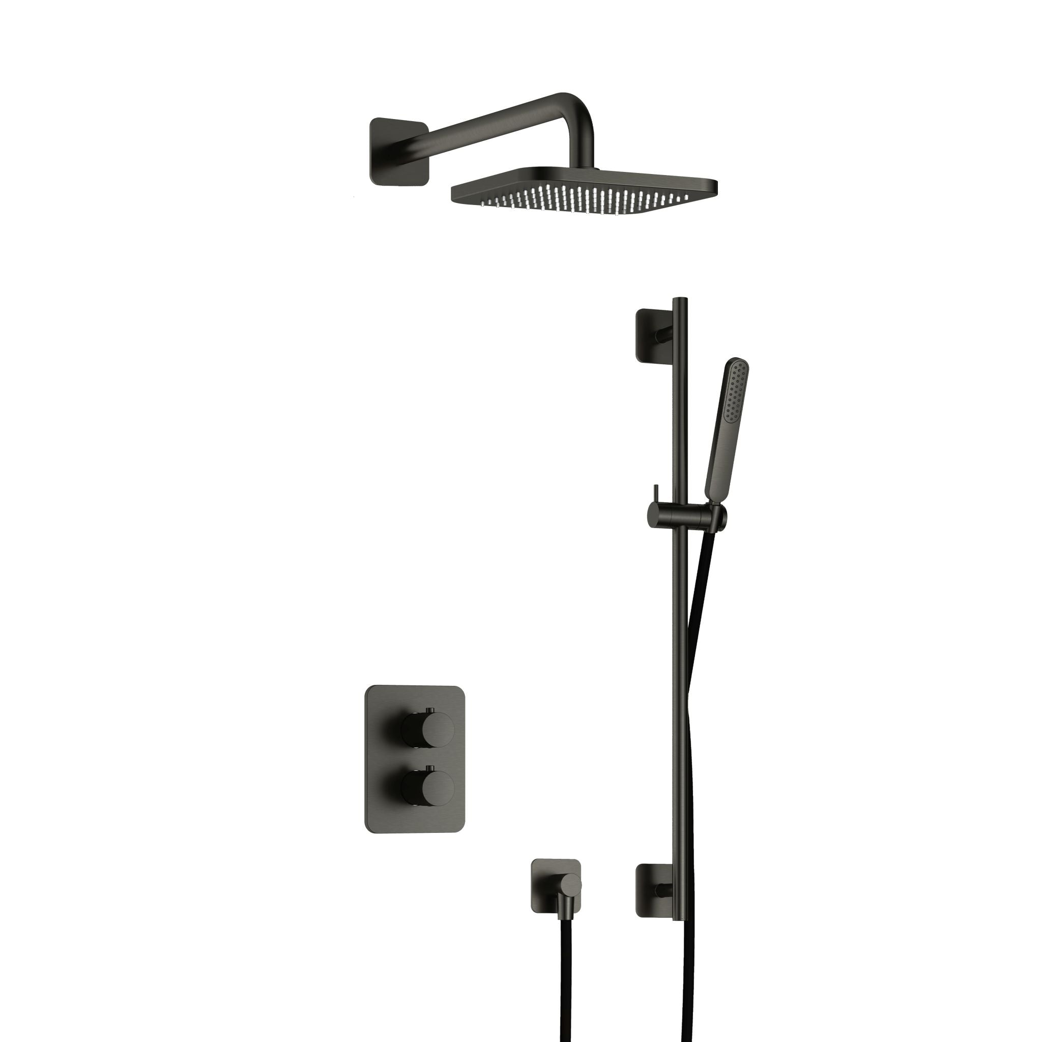 Hotbath Gal IBS40A inbouw doucheset met 2-weg stop-omstel met glijstang - Geborsteld Gunmetal PVD