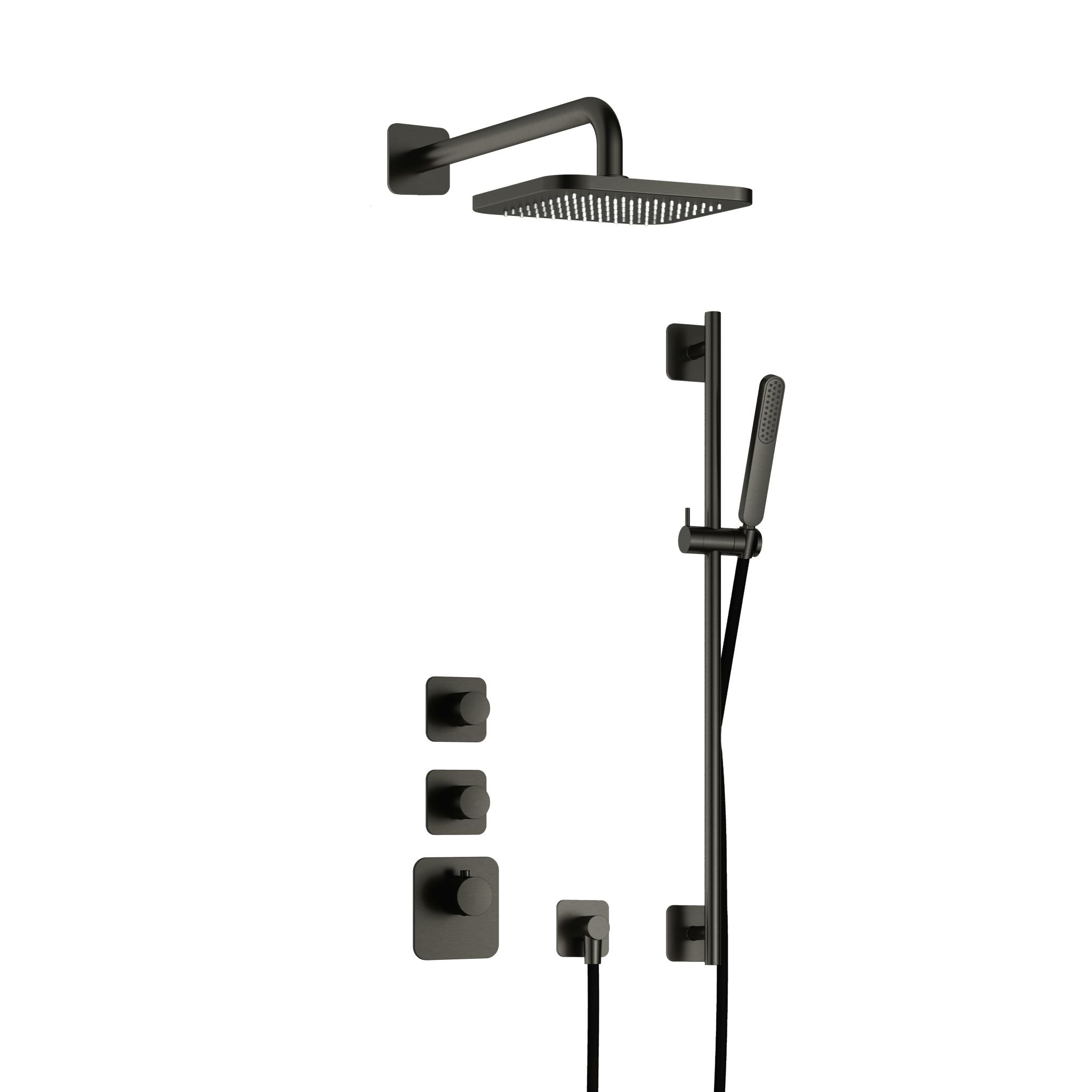 Hotbath Gal IBS40 inbouw doucheset High Flow met 2 stopkranen met glijstang - Geborsteld Gunmetal PVD