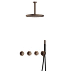 Hotbath Cobber IBS70 inbouw doucheset - staafhanddouche - 30cm hoofddouche - 15cm plafondbuis - wandhouder - Verouderd Messing
