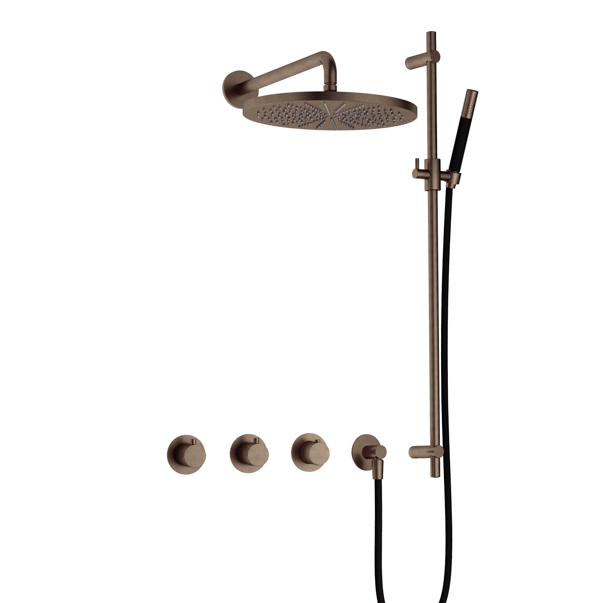 Hotbath Cobber IBS70 inbouw doucheset - staafhanddouche - 30cm hoofddouche - wandarm - glijstang - Verouderd Messing
