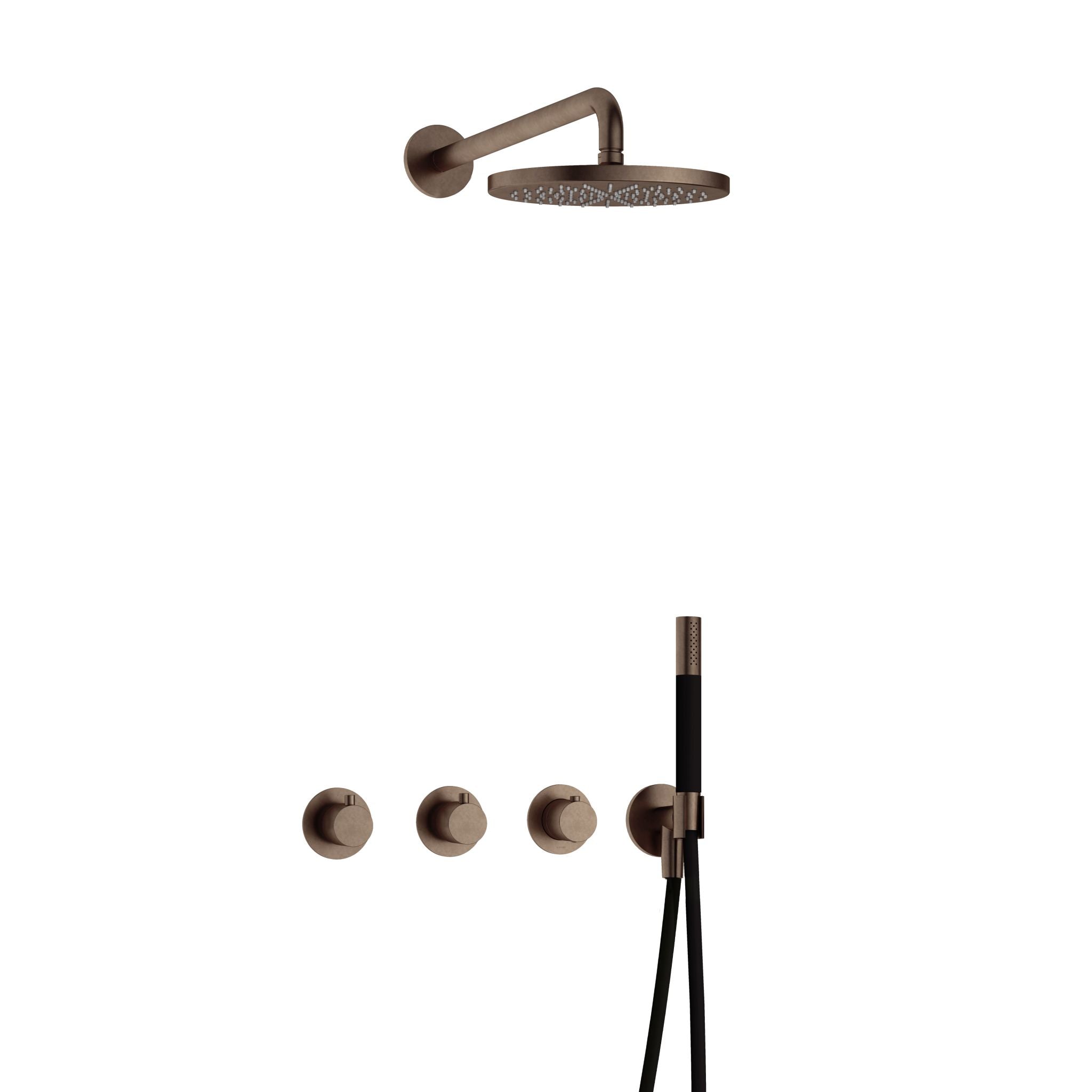 Hotbath Cobber IBS70 inbouw doucheset - staafhanddouche - 20cm hoofddouche - wandarm - wandhouder - Verouderd Messing