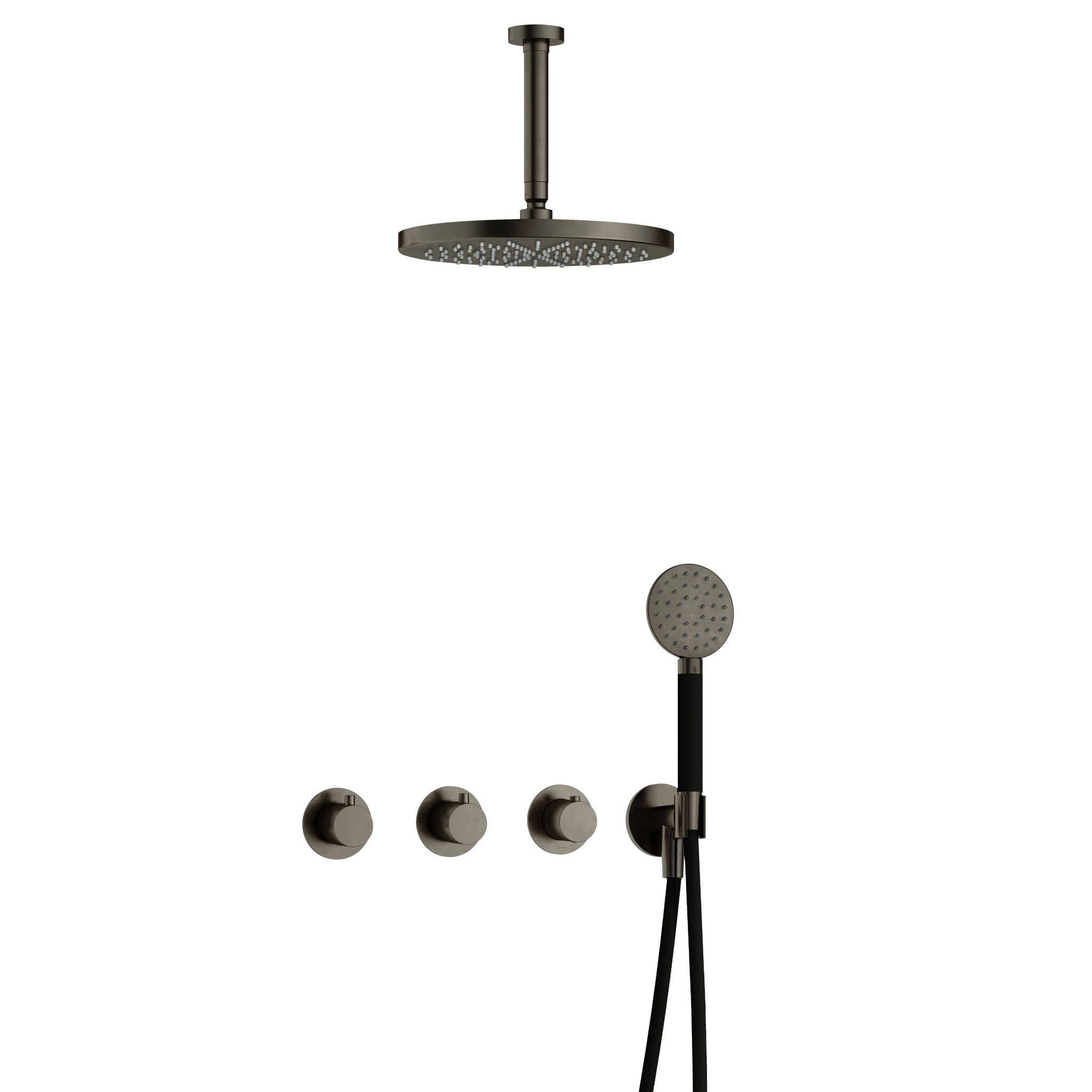 Hotbath Cobber IBS70 inbouw doucheset - ronde handdouche - 30cm hoofddouche - 15cm plafondbuis - wandhouder - Verouderd IJzer