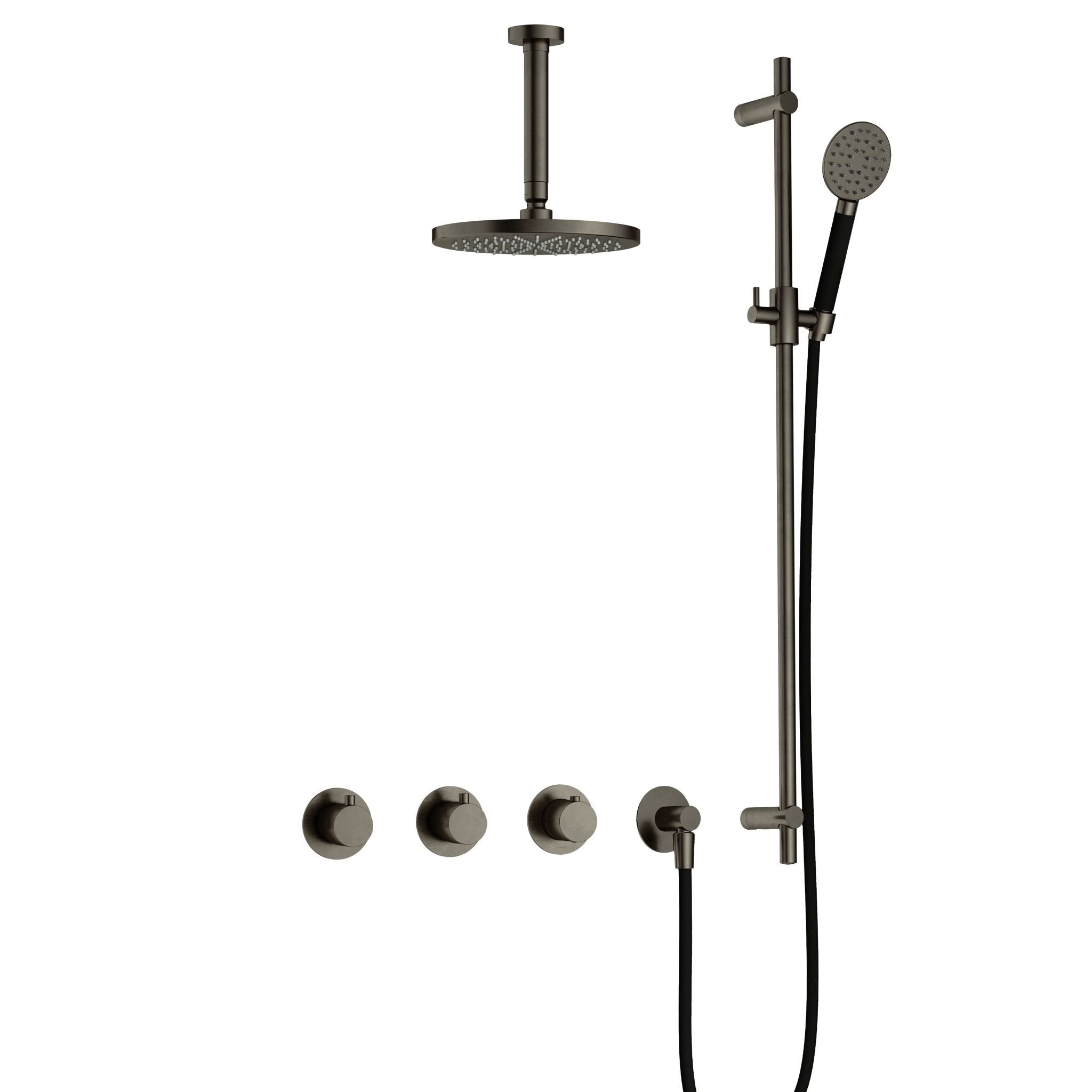 Hotbath Cobber IBS70 inbouw doucheset - ronde handdouche - 20cm hoofddouche - 15cm plafondbuis - glijstang - Verouderd IJzer