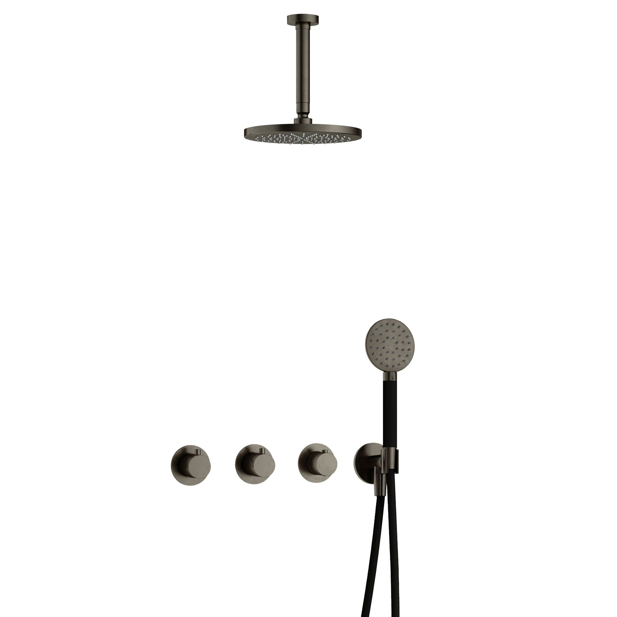 Hotbath Cobber IBS70 inbouw doucheset - ronde handdouche - 20cm hoofddouche - 15cm plafondbuis - wandhouder - Verouderd IJzer