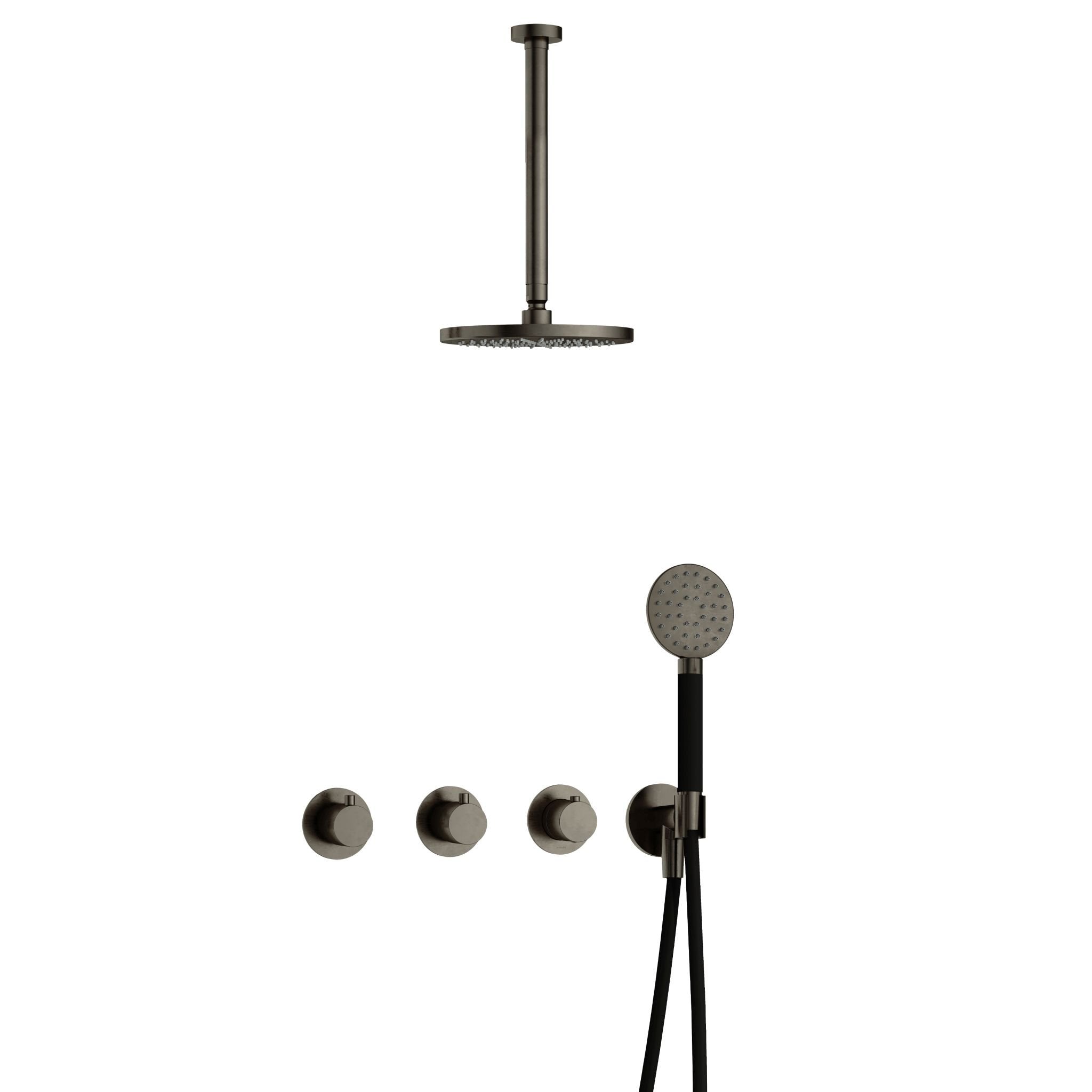 Hotbath Cobber IBS70 inbouw doucheset - ronde handdouche - 20cm hoofddouche - 30cm plafondbuis - wandhouder - Verouderd IJzer