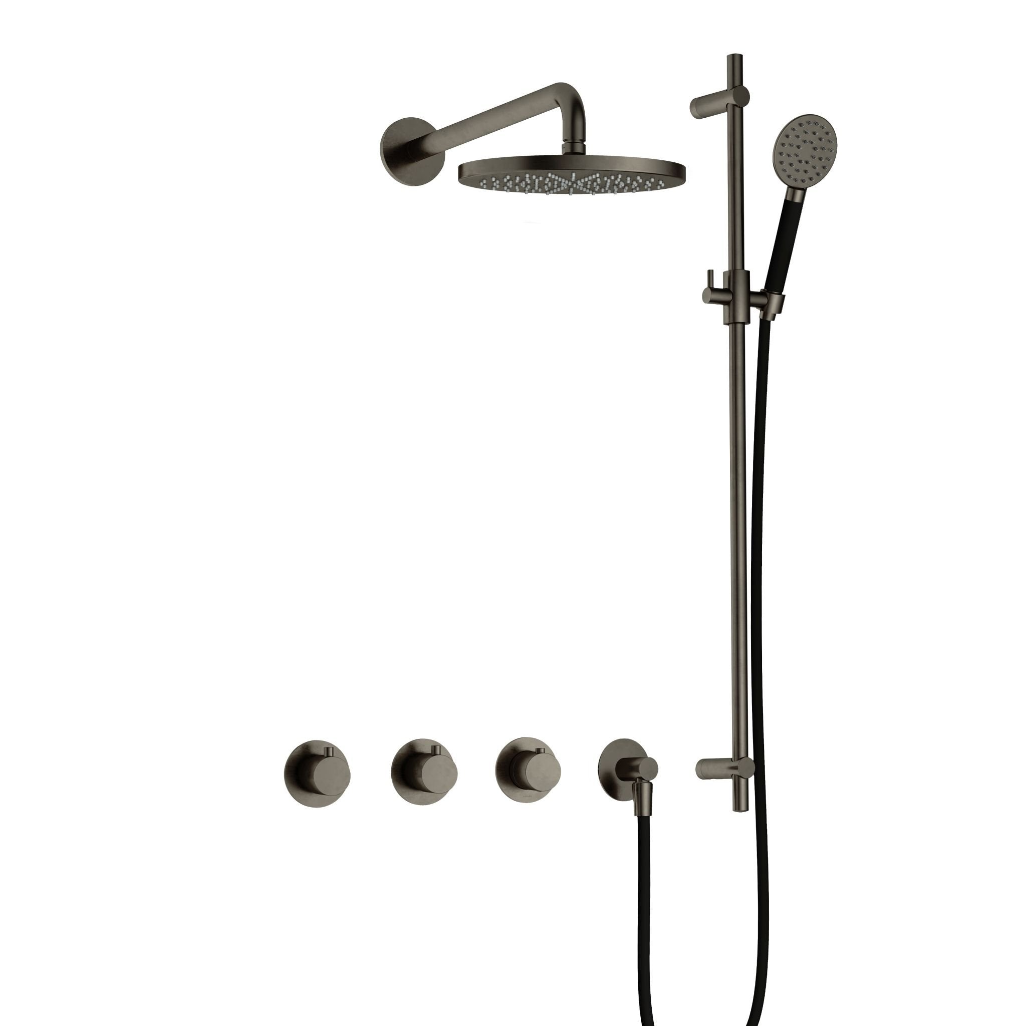 Hotbath Cobber IBS70 inbouw doucheset - ronde handdouche - 20cm hoofddouche - wandarm - glijstang - Verouderd IJzer