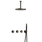 Hotbath Cobber IBS70 inbouw doucheset - staafhanddouche - 30cm hoofddouche - 15cm plafondbuis - wandhouder - Verouderd Messing