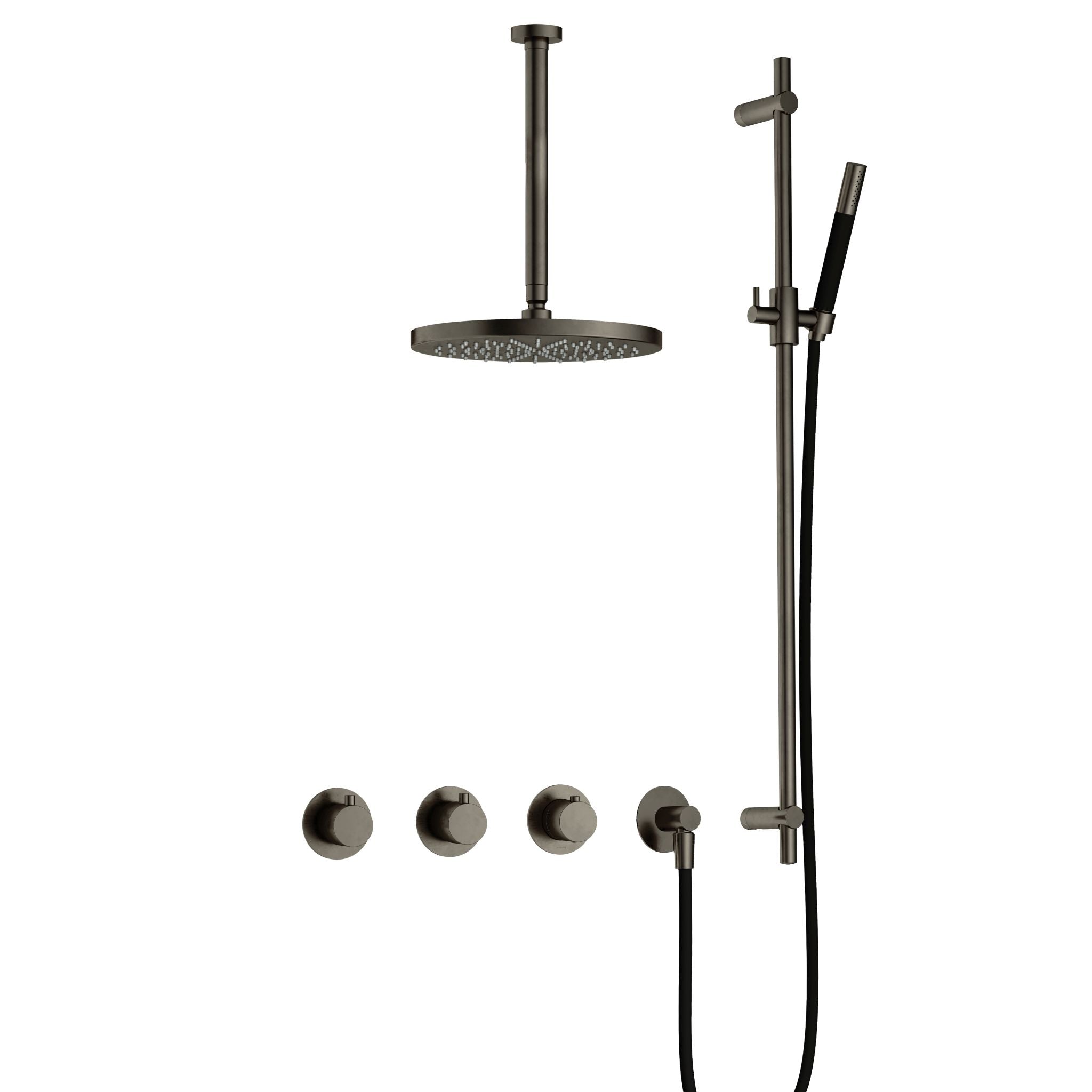 Hotbath Cobber IBS70 inbouw doucheset - staafhanddouche - 30cm hoofddouche - 30cm plafondbuis - glijstang - Verouderd IJzer