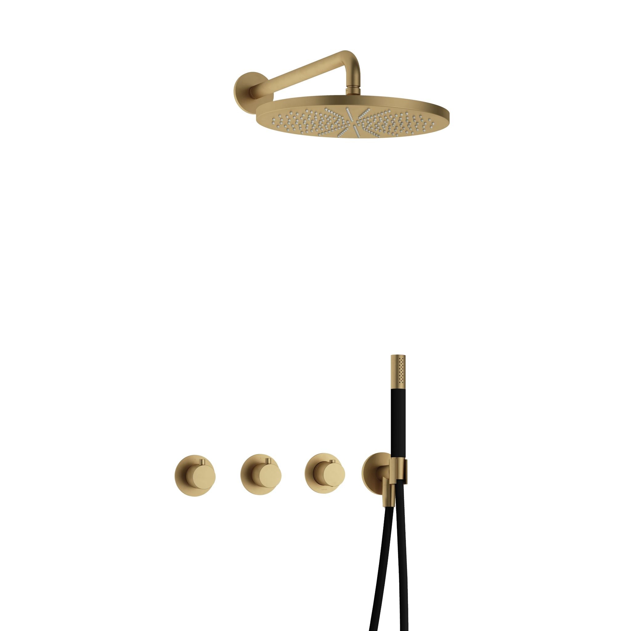 Hotbath Cobber IBS70 inbouw doucheset - staafhanddouche - 30cm hoofddouche - wandarm - wandhouder - Geborsteld Messing