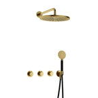 Hotbath Cobber IBS70 inbouw doucheset - ronde handdouche - 30cm hoofddouche - wandarm - wandhouder - Geborsteld Messing PVD