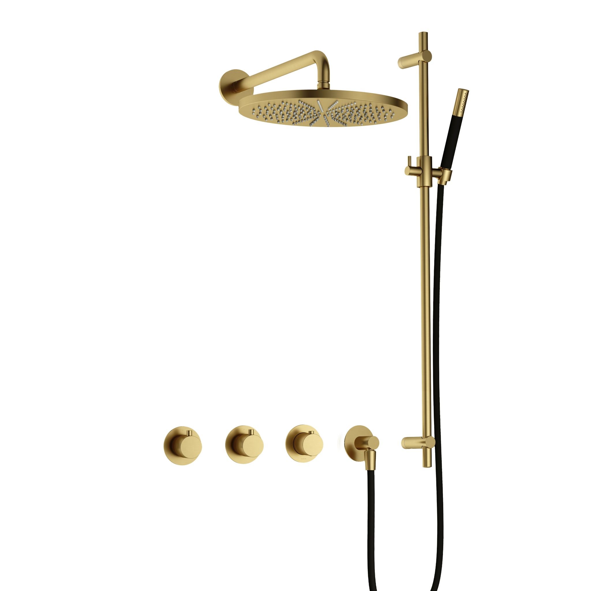 Hotbath Cobber IBS70 inbouw doucheset - staafhanddouche - 30cm hoofddouche - wandarm - glijstang - Geborsteld Messing PVD
