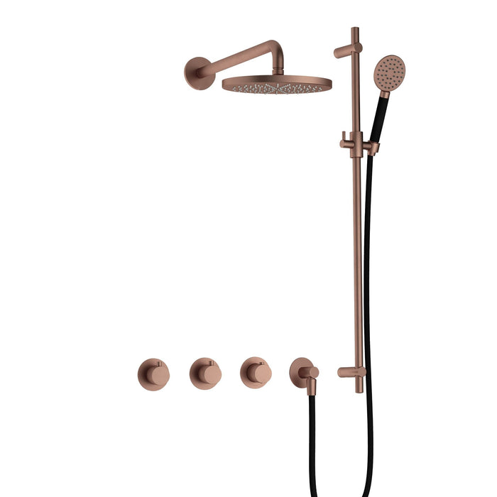 Hotbath Cobber IBS70 inbouw doucheset - ronde handdouche - 20cm hoofddouche - wandarm - glijstang - Geborsteld Koper PVD