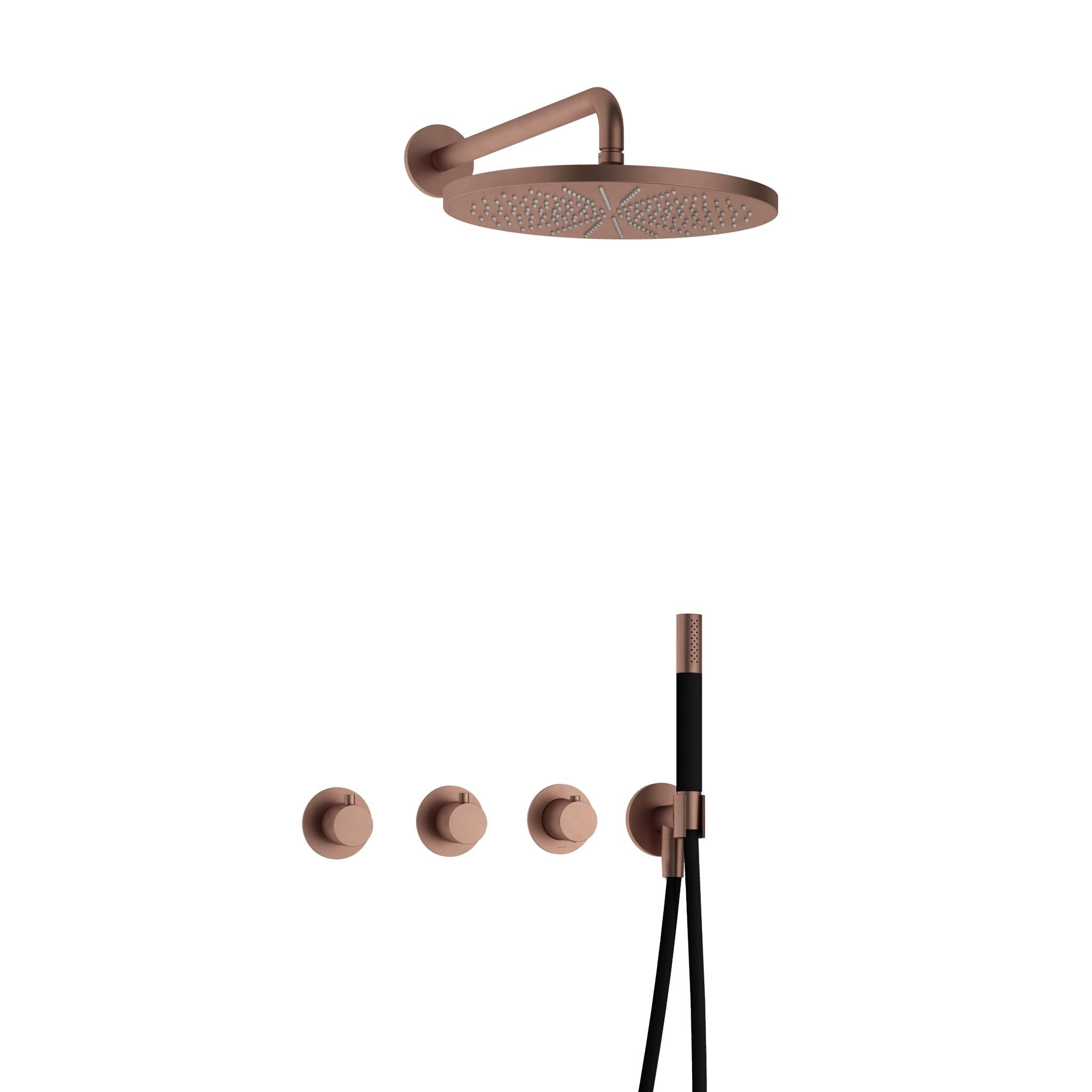 Hotbath Cobber IBS70 inbouw doucheset - staafhanddouche - 30cm hoofddouche - wandarm - wandhouder - Geborsteld Koper PVD
