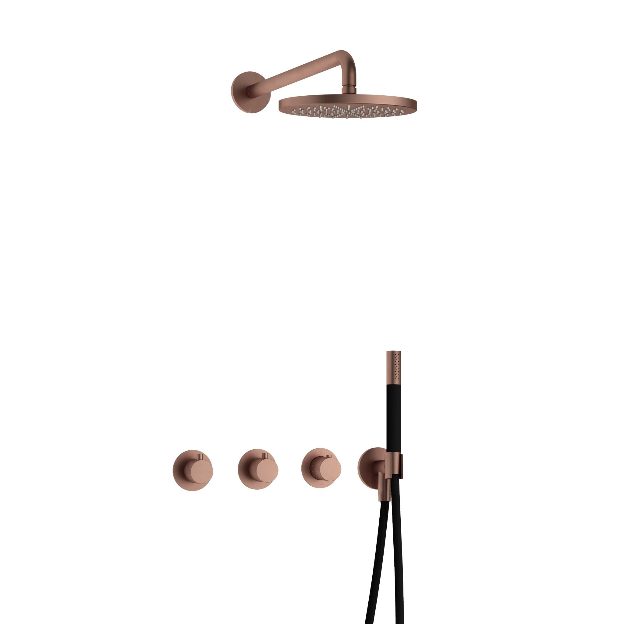 Hotbath Cobber IBS70 inbouw doucheset - staafhanddouche - 20cm hoofddouche - wandarm - wandhouder - Geborsteld Koper PVD