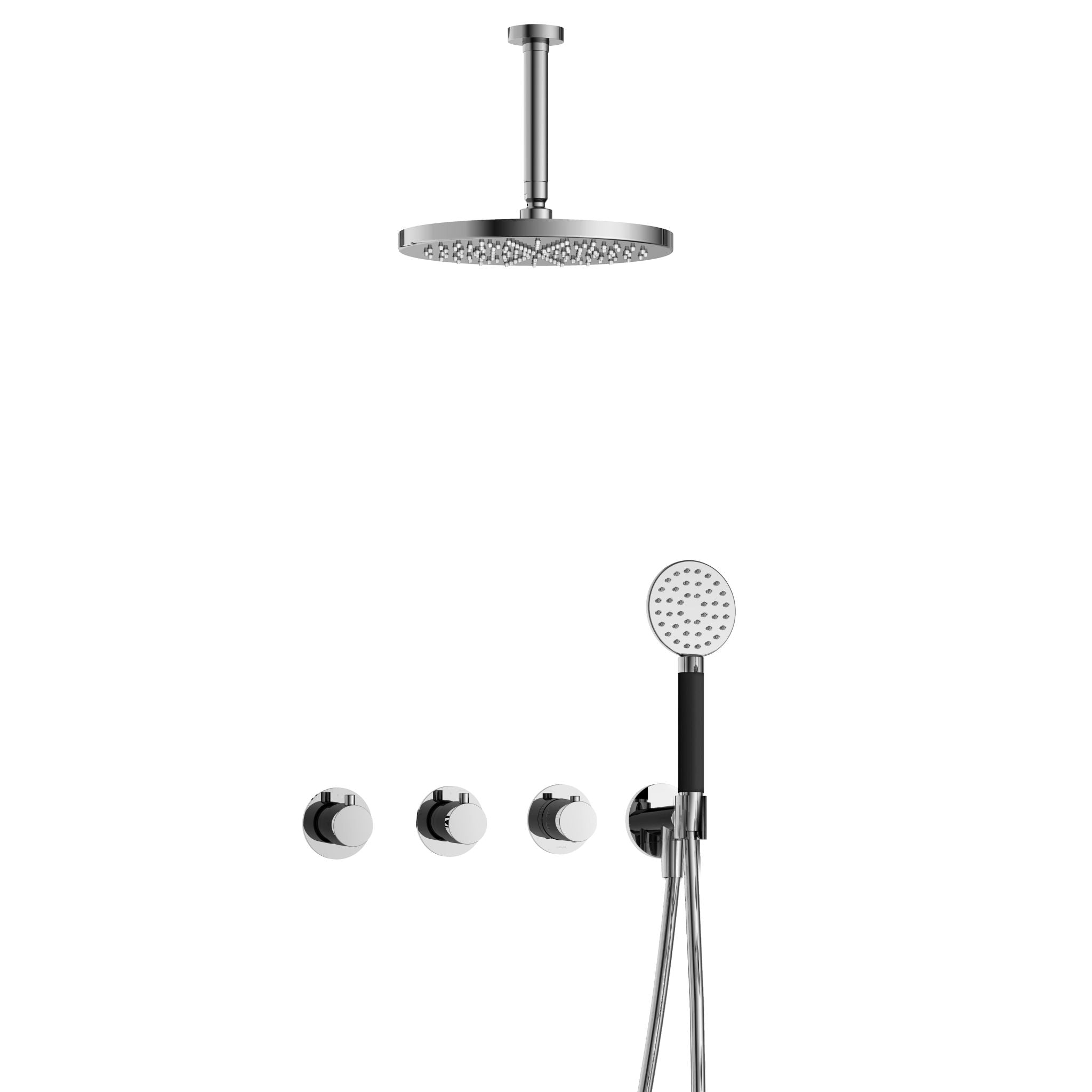 Hotbath Cobber IBS70 inbouw doucheset - ronde handdouche - 30cm hoofddouche - 15cm plafondbuis - wandhouder - Chroom