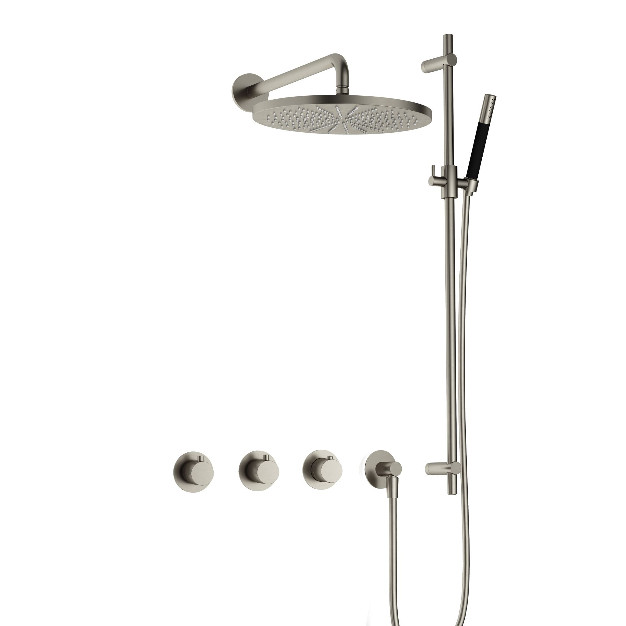 Hotbath Cobber IBS70 inbouw doucheset - staafhanddouche - 30cm hoofddouche - wandarm - glijstang - Geborsteld Nikkel