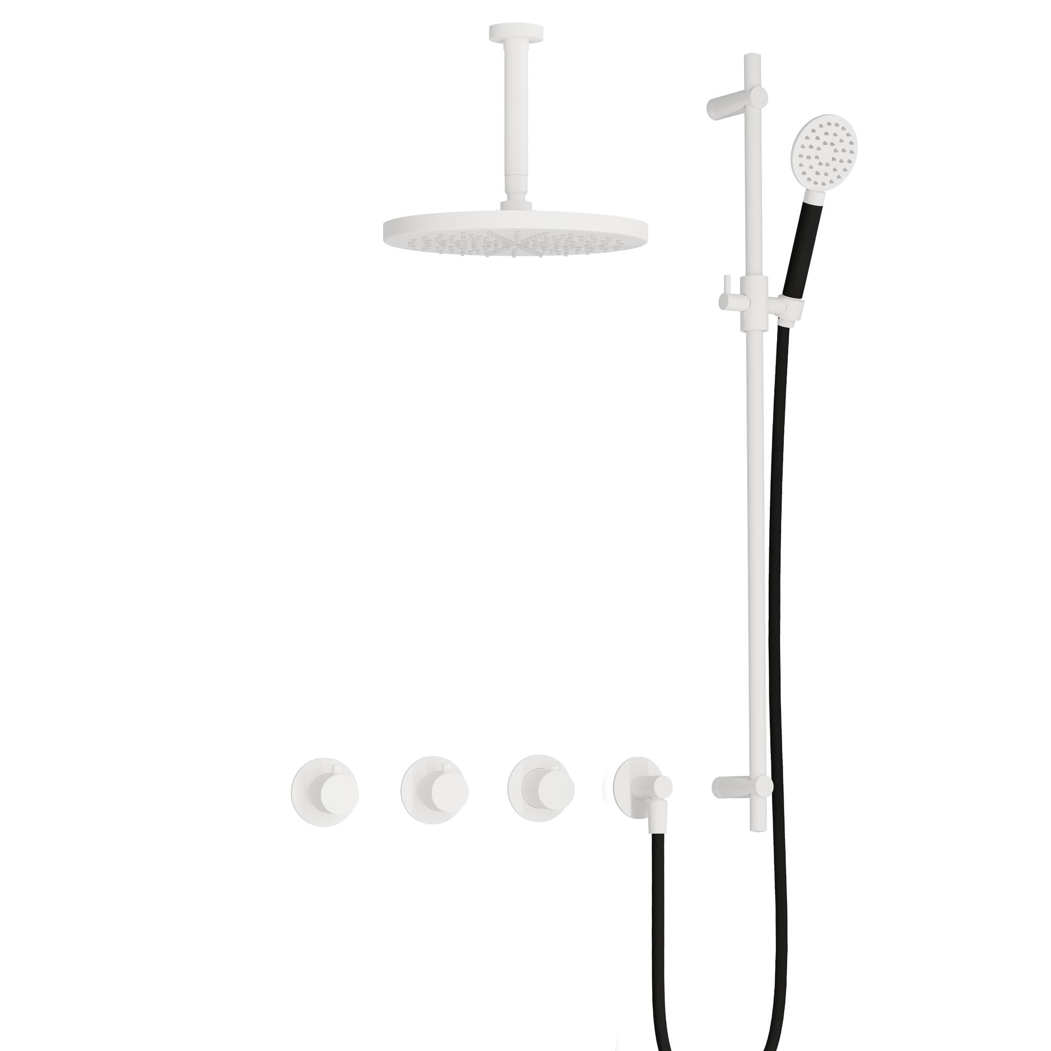 Hotbath Cobber IBS70 inbouw doucheset - ronde handdouche - 30cm hoofddouche - 15cm plafondbuis - glijstang - Mat Wit