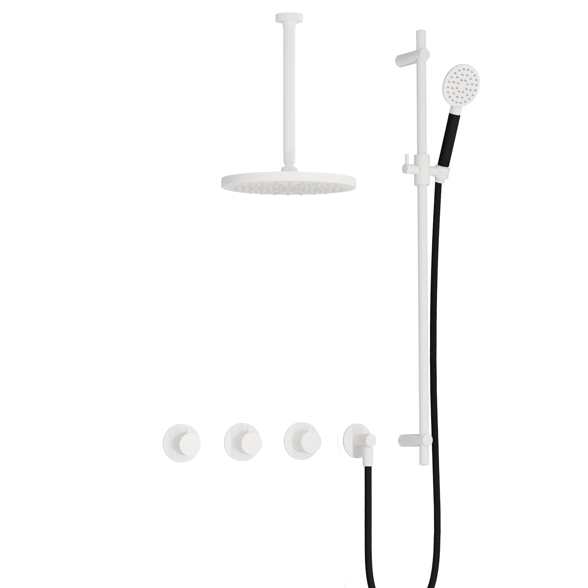Hotbath Cobber IBS70 inbouw doucheset - ronde handdouche - 30cm hoofddouche - 30cm plafondbuis - glijstang - Mat Wit