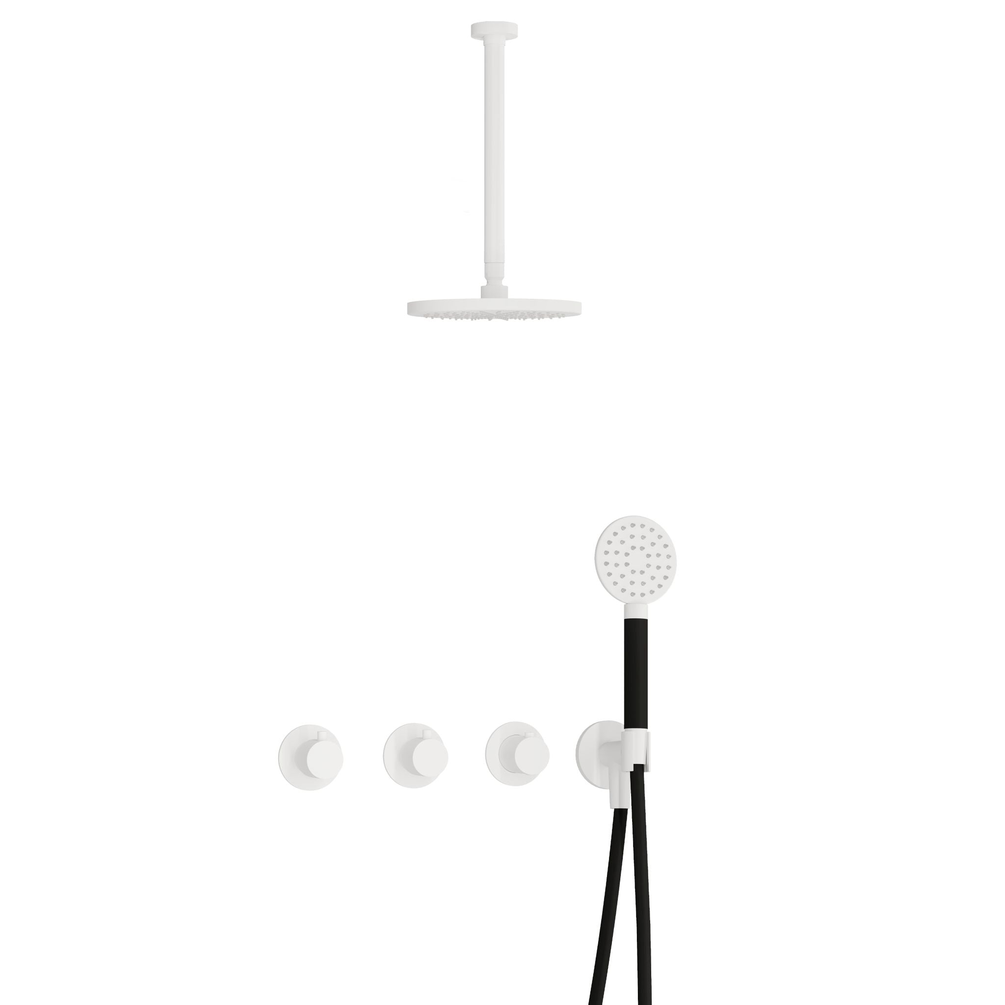 Hotbath Cobber IBS70 inbouw doucheset - ronde handdouche - 20cm hoofddouche - 30cm plafondbuis - wandhouder - Mat Wit