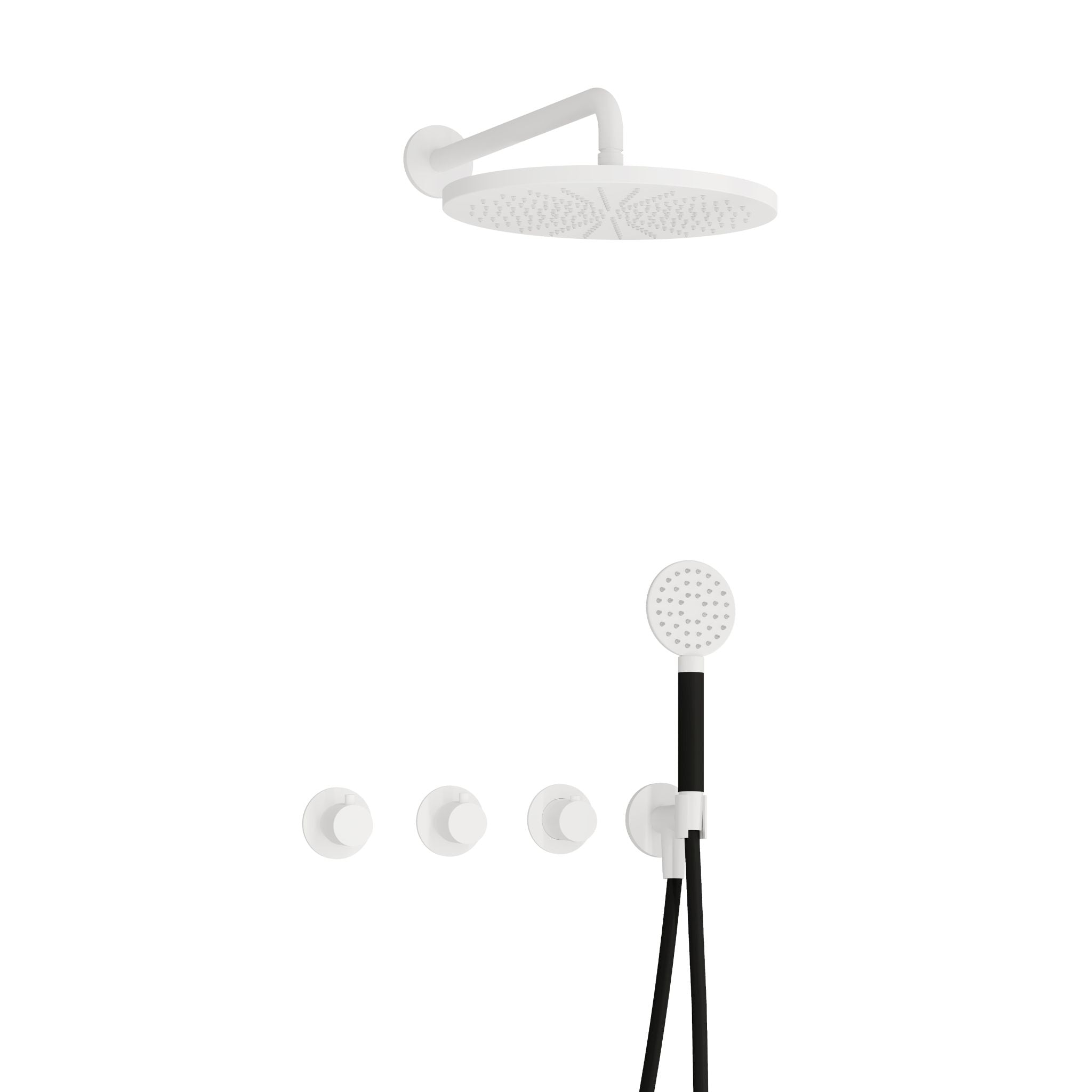 Hotbath Cobber IBS70 inbouw doucheset - ronde handdouche - 30cm hoofddouche - wandarm - wandhouder - Mat Wit