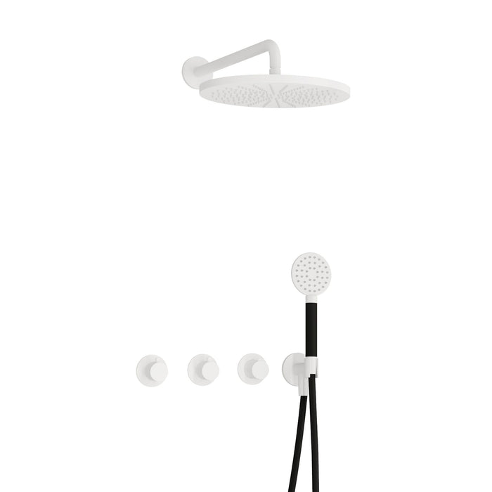 Hotbath Cobber IBS70 inbouw doucheset - ronde handdouche - 30cm hoofddouche - wandarm - wandhouder - Mat Wit