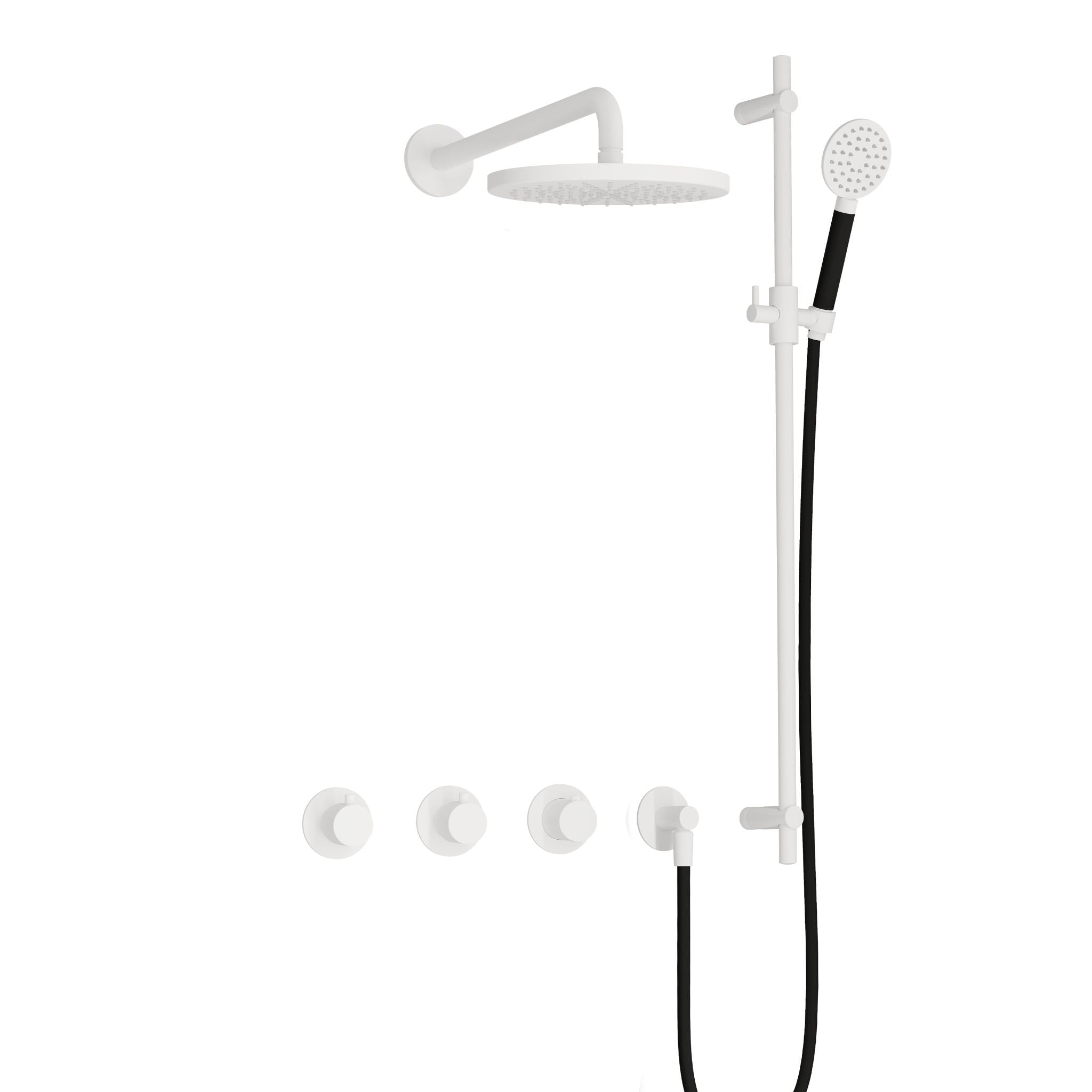 Hotbath Cobber IBS70 inbouw doucheset - ronde handdouche - 20cm hoofddouche - wandarm - glijstang - Mat Wit