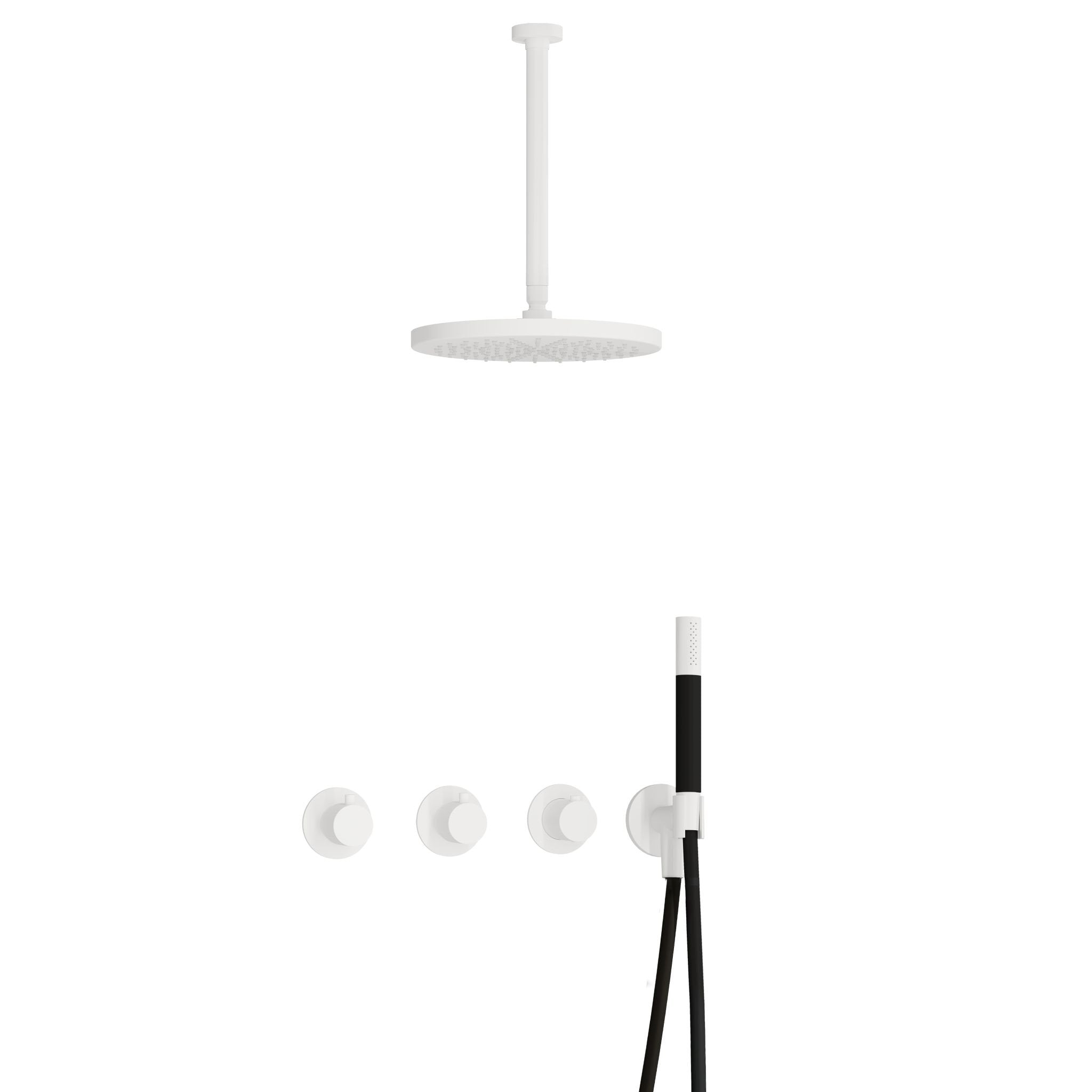 Hotbath Cobber IBS70 inbouw doucheset - staafhanddouche - 30cm hoofddouche - 30cm plafondbuis - wandhouder - Mat Wit
