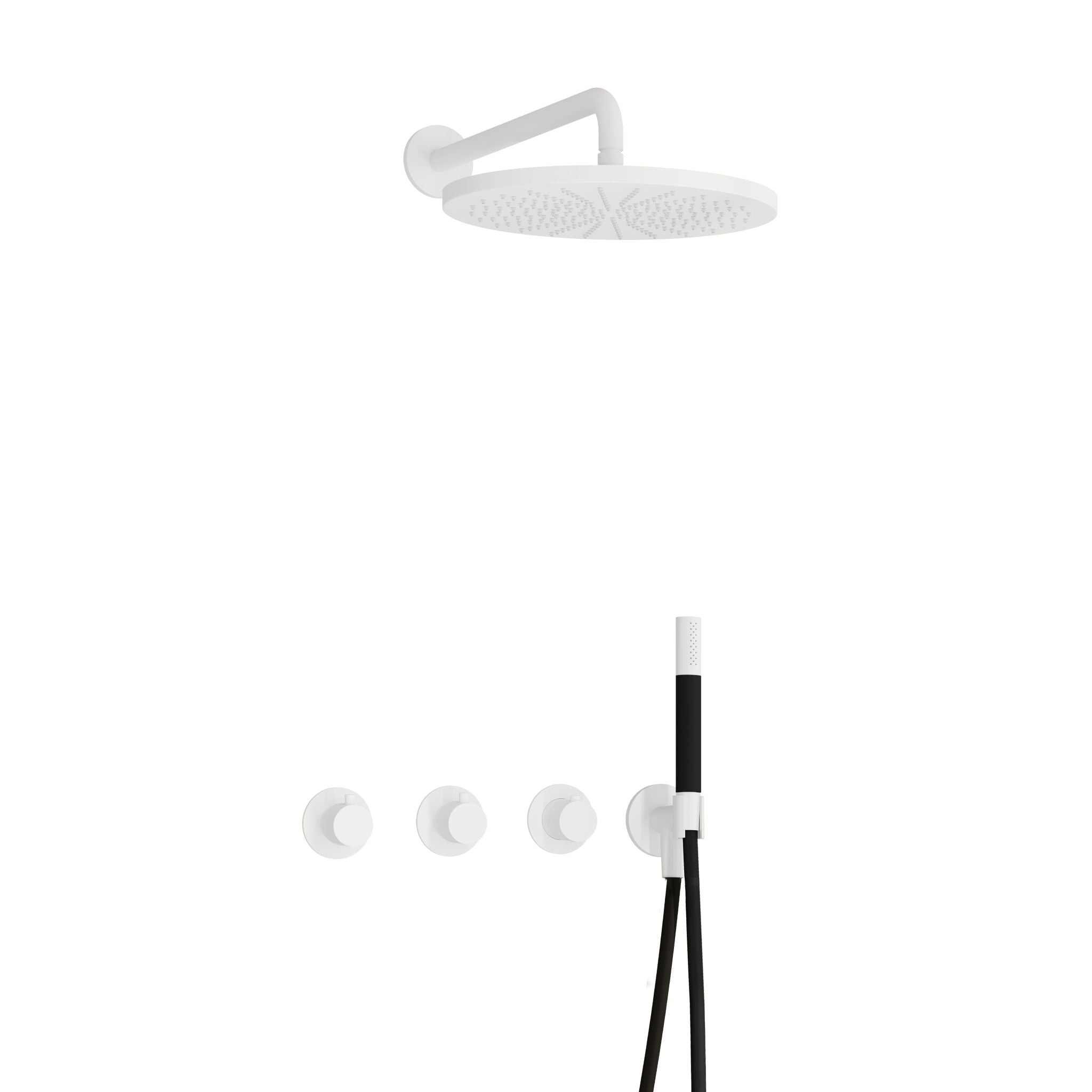 Hotbath Cobber IBS70 inbouw doucheset - staafhanddouche - 30cm hoofddouche - wandarm - wandhouder - Mat Wit