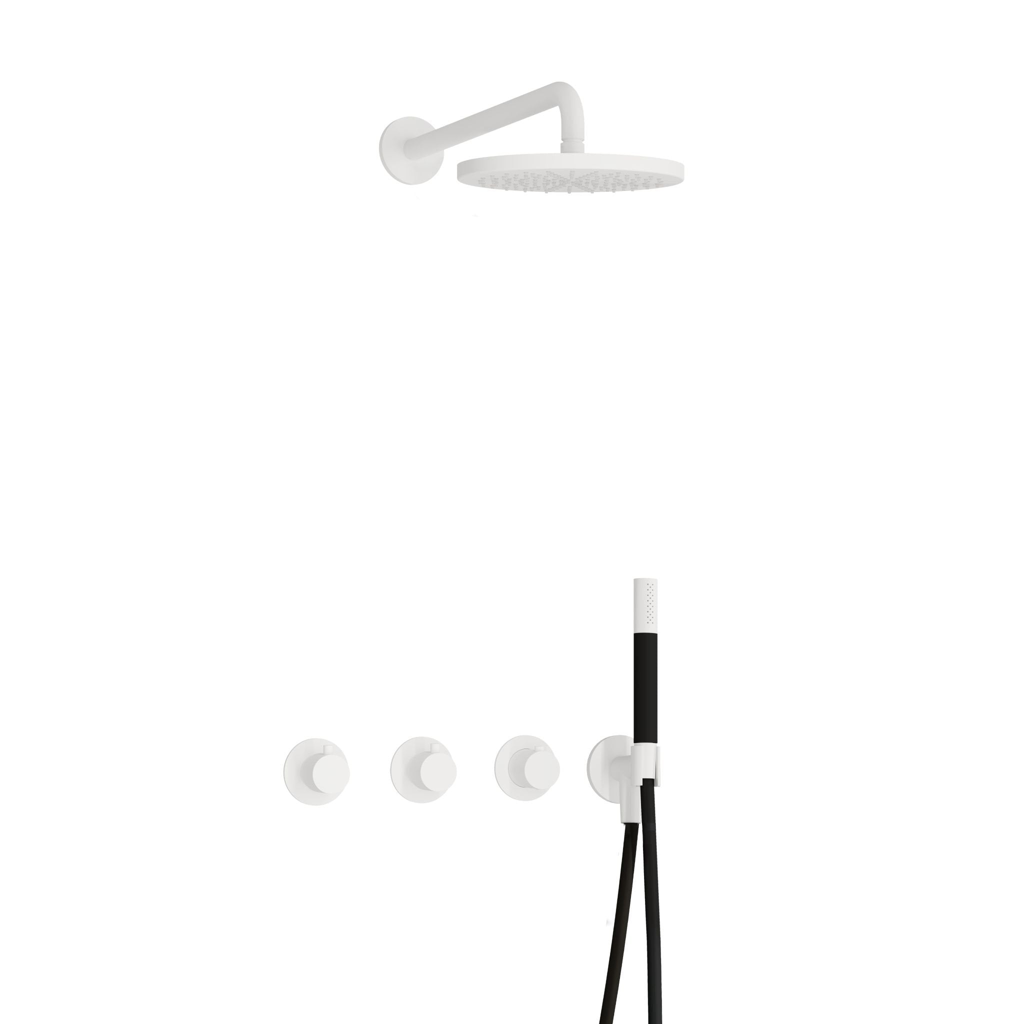 Hotbath Cobber IBS70 inbouw doucheset - staafhanddouche - 20cm hoofddouche - wandarm - wandhouder - Mat Wit