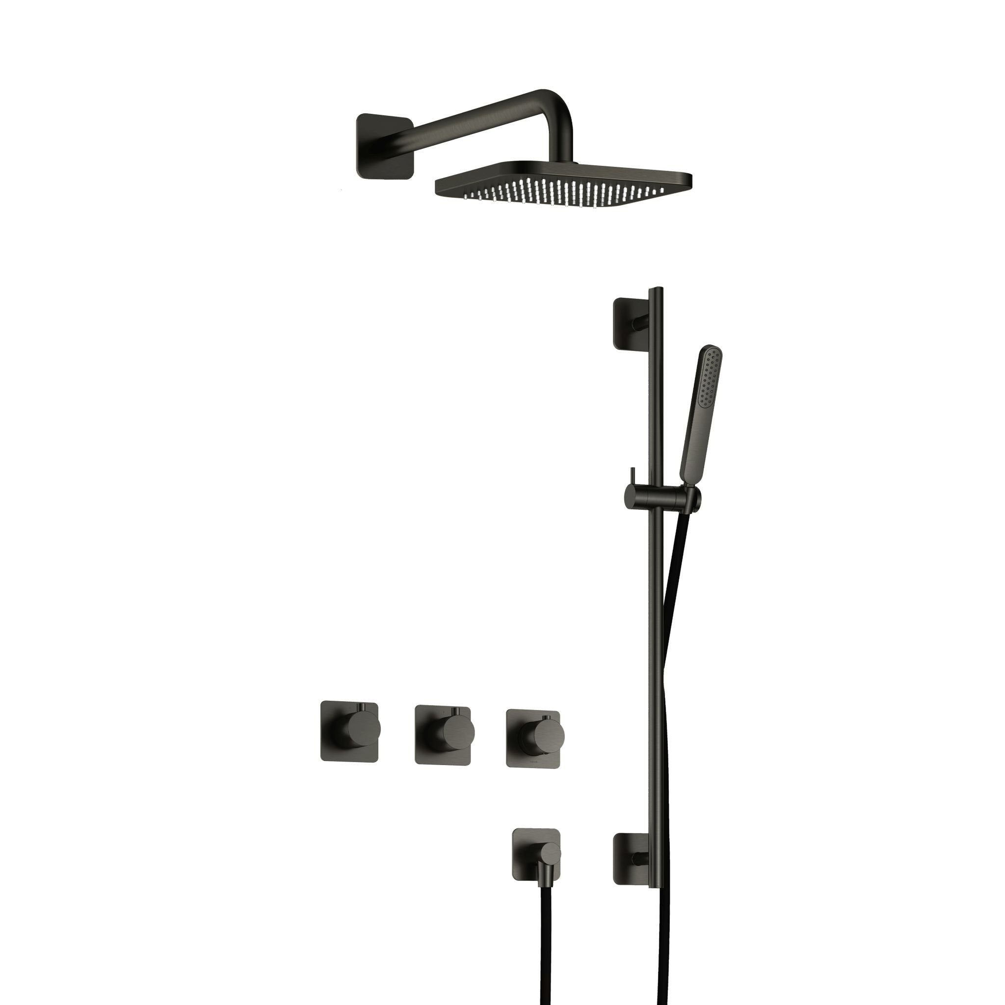 Hotbath Gal IBSGL70 inbouw doucheset met 2 stopkranen met glijstang - Geborsteld Gunmetal PVD
