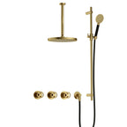 Hotbath Cobber @work IBSW70 inbouw doucheset met 2 stopkranen met plafondbuis 30 cm en glijstang - Geborsteld Messing PVD