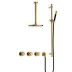 Hotbath Cobber @work IBSW70 inbouw doucheset met 2 stopkranen met plafondbuis 30 cm en glijstang - Geborsteld Messing PVD