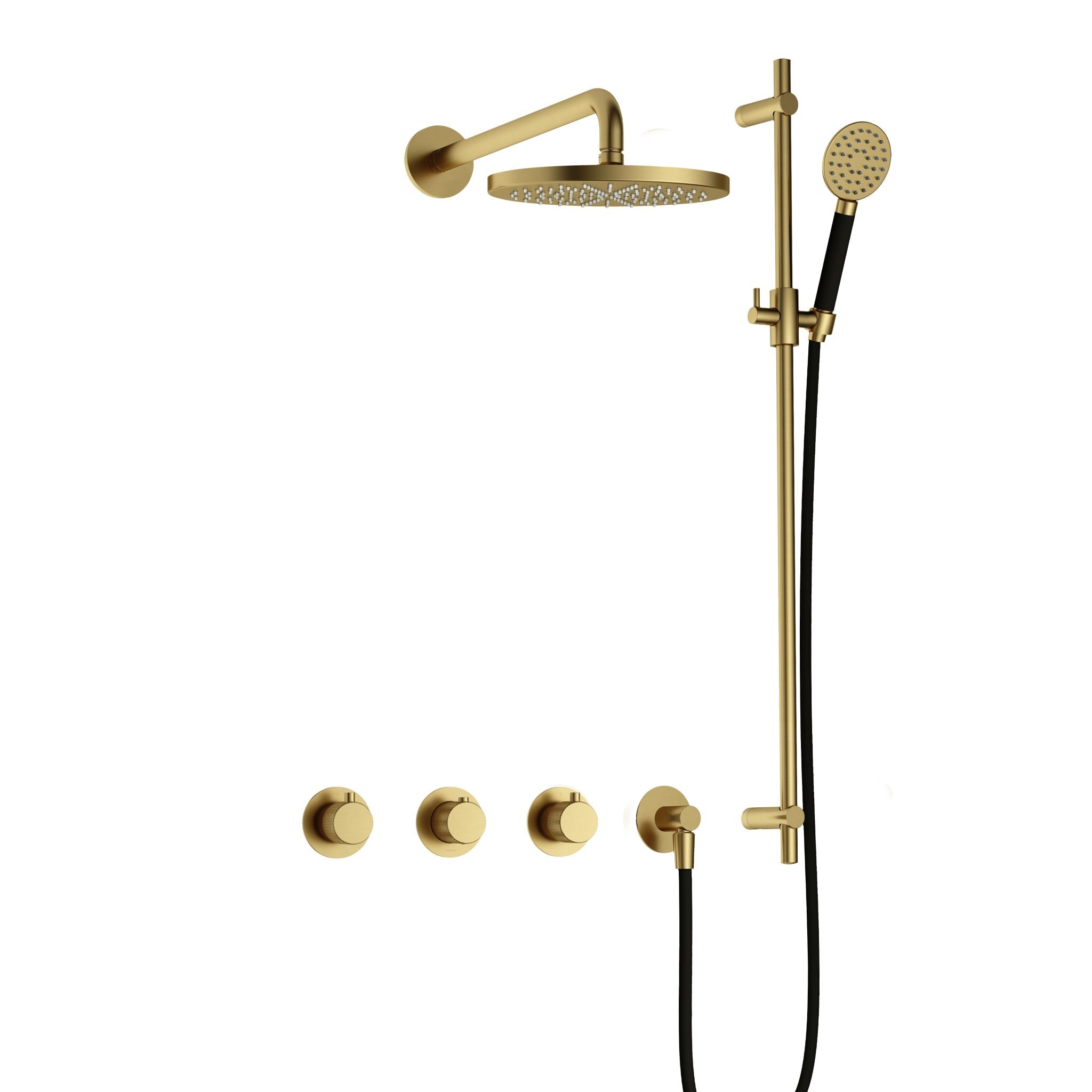 Hotbath Cobber X IBSX70 inbouw doucheset - ronde handdouche - 20cm hoofddouche - wandarm - glijstang - Geborsteld Messing PVD