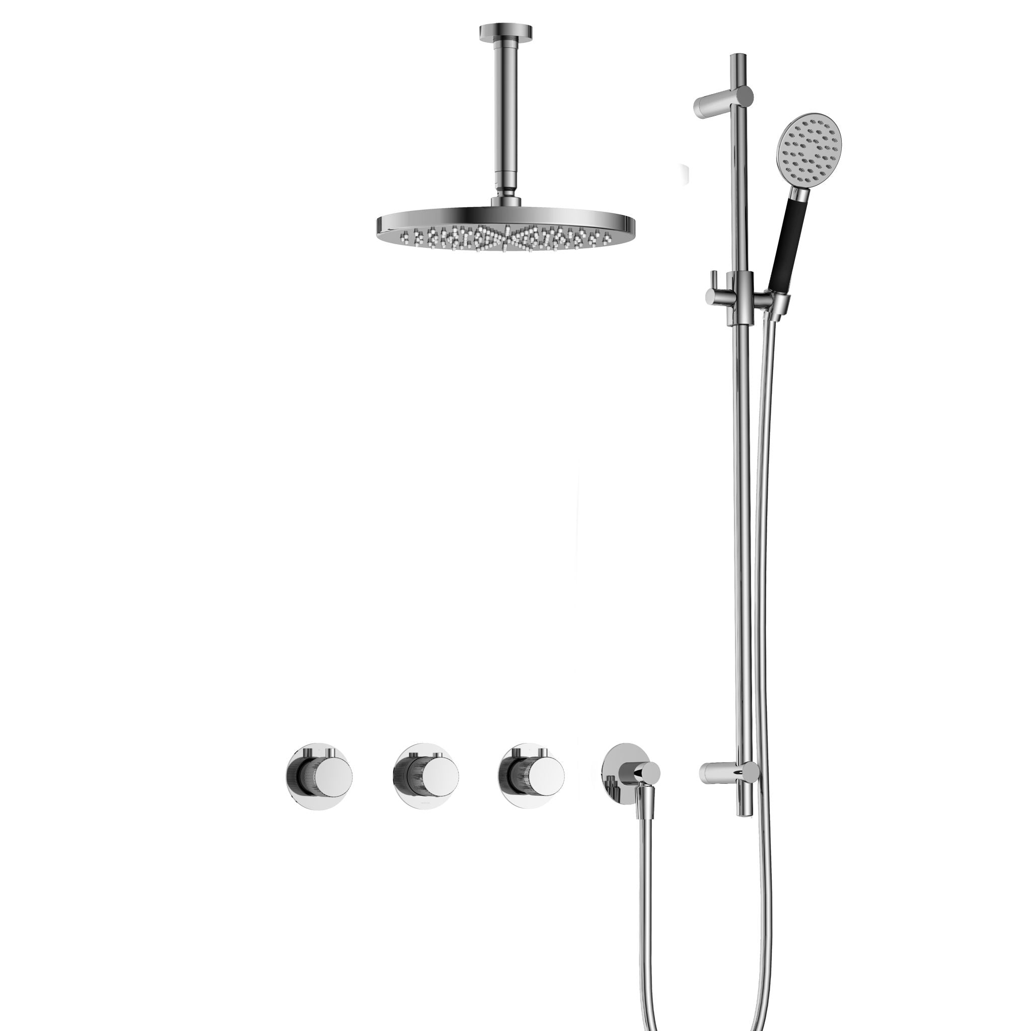 Hotbath Cobber X IBSX70 inbouw doucheset - ronde handdouche - 30cm hoofddouche - 15cm plafondbuis - glijstang - Chroom