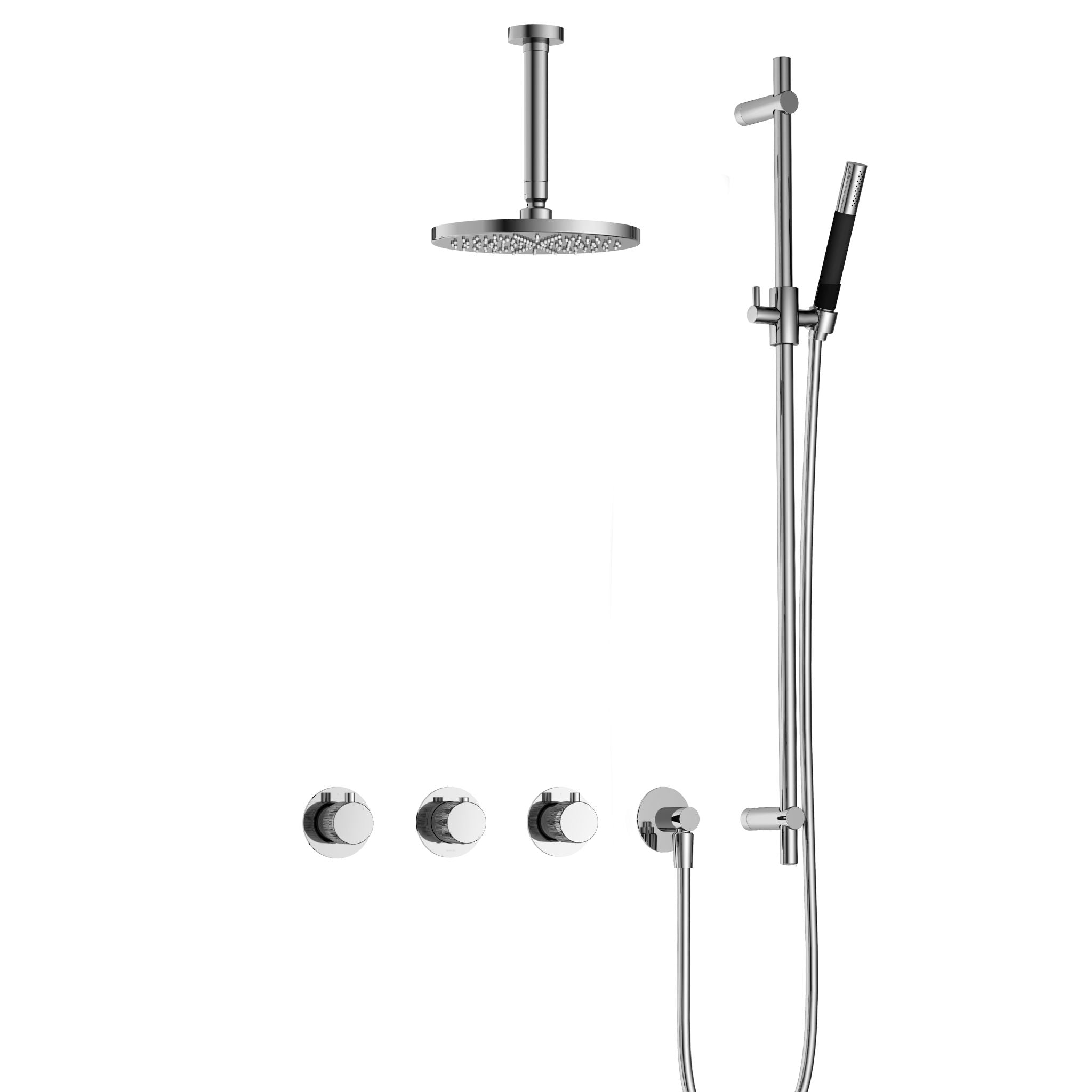 Hotbath Cobber X IBSX70 inbouw doucheset - staafhanddouche - 20cm hoofddouche - 15cm plafondbuis - glijstang - Chroom
