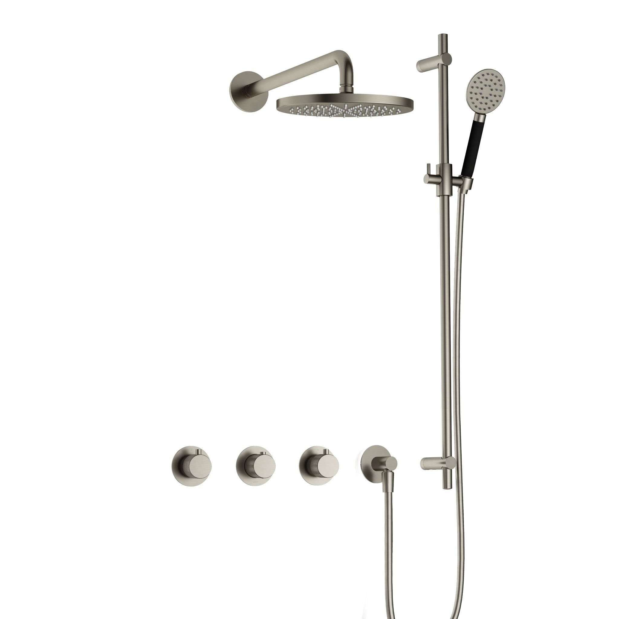Hotbath Cobber X IBSX70 inbouw doucheset - ronde handdouche - 20cm hoofddouche - wandarm - glijstang - Geborsteld Nikkel