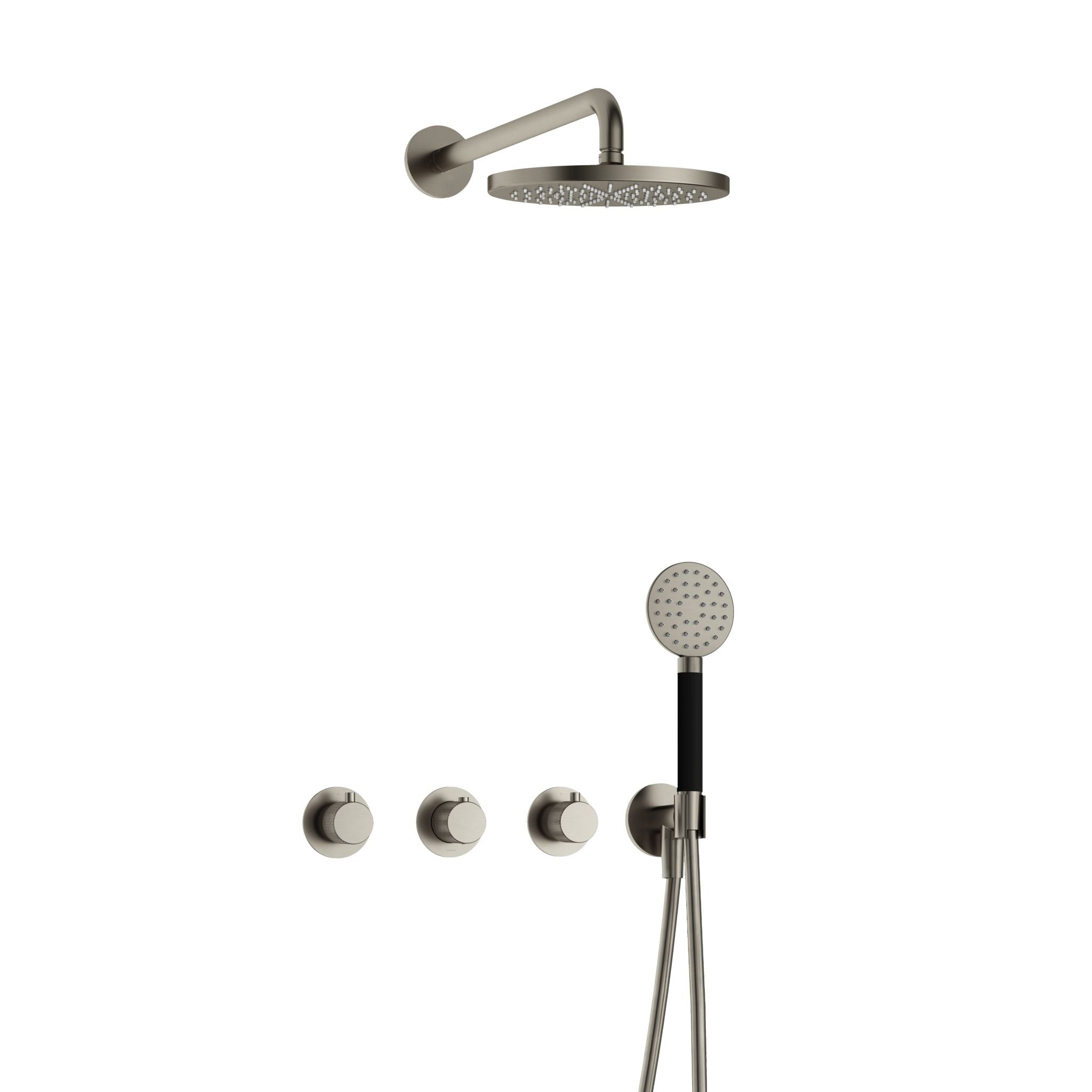 Hotbath Cobber X IBSX70 inbouw doucheset - ronde handdouche - 20cm hoofddouche - wandarm - wandhouder - Geborsteld Nikkel