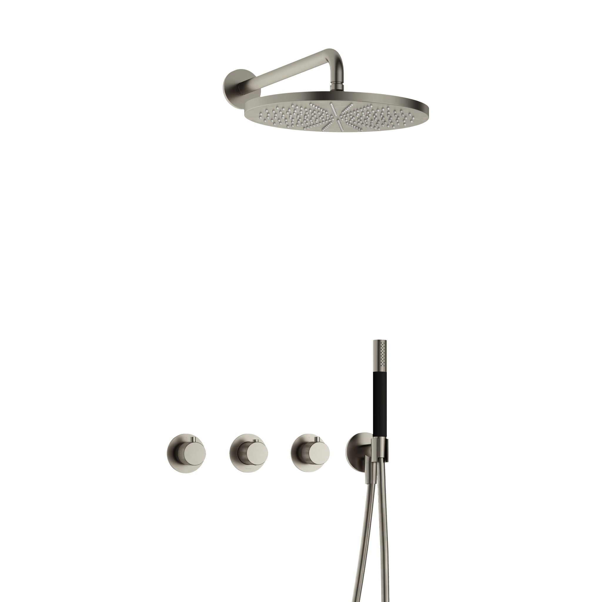 Hotbath Cobber X IBSX70 inbouw doucheset - staafhanddouche - 30cm hoofddouche - wandarm - wandhouder - Geborsteld Nikkel